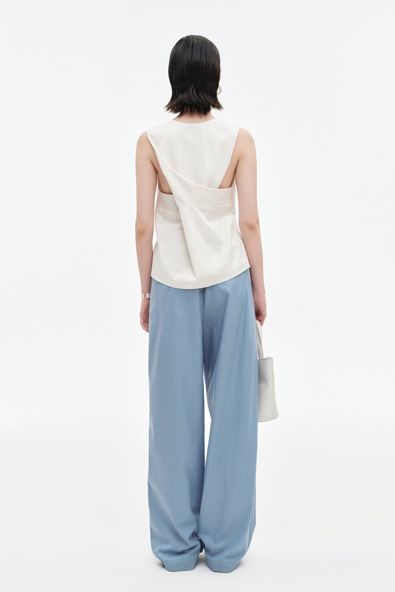 Asymmetric V-neck sleeveless vest