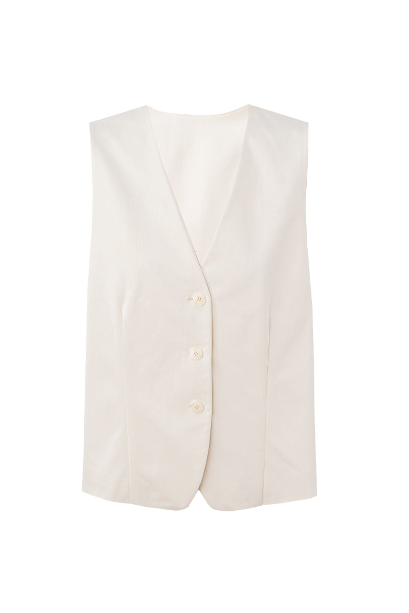 Asymmetric V-neck sleeveless vest