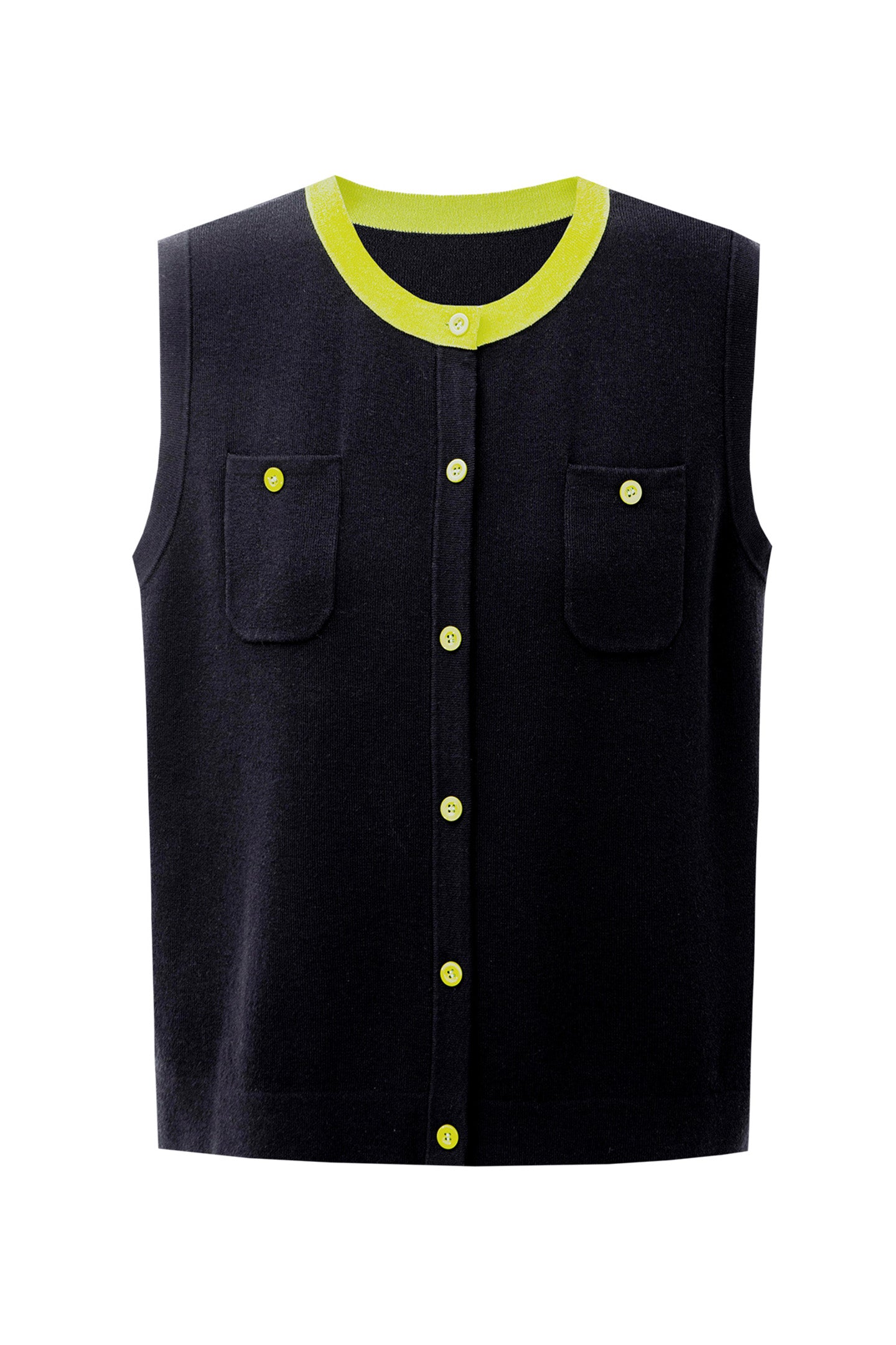 linen blend crew neck vest