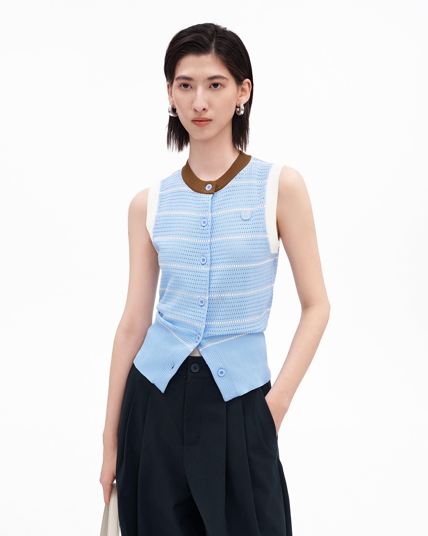 Color-blocked Striped Knit Vest