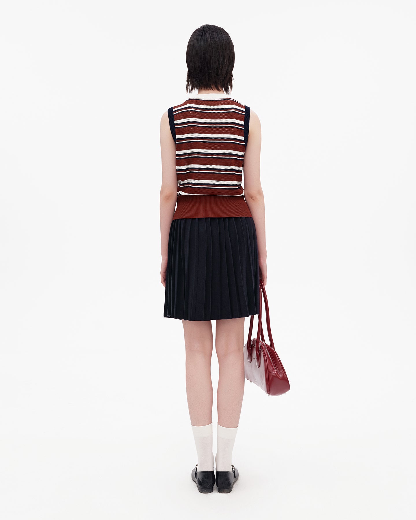 Color-blocked Striped Knit Vest