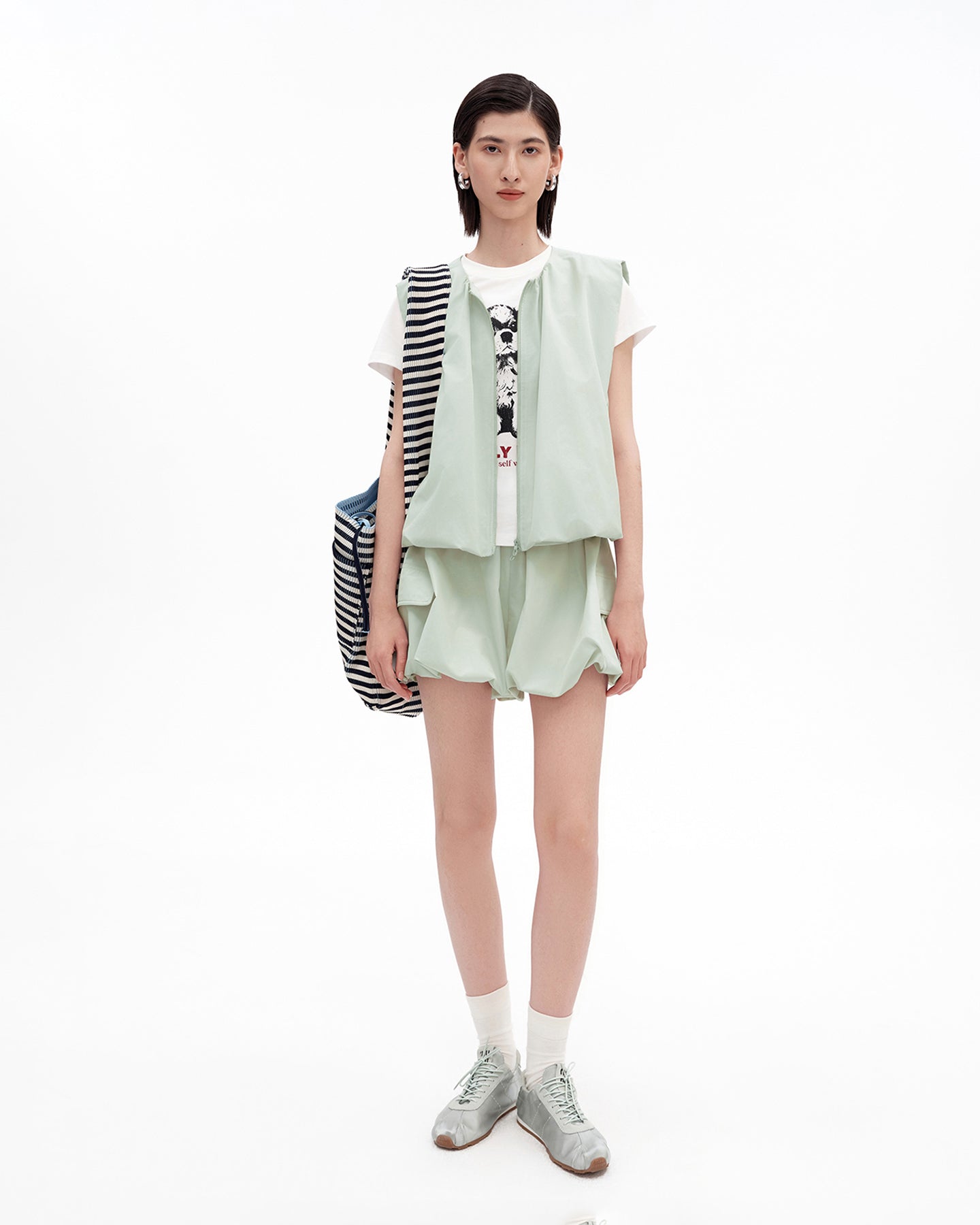 Cotton-Blend Sleeveless Tulip-Hem Vest Set