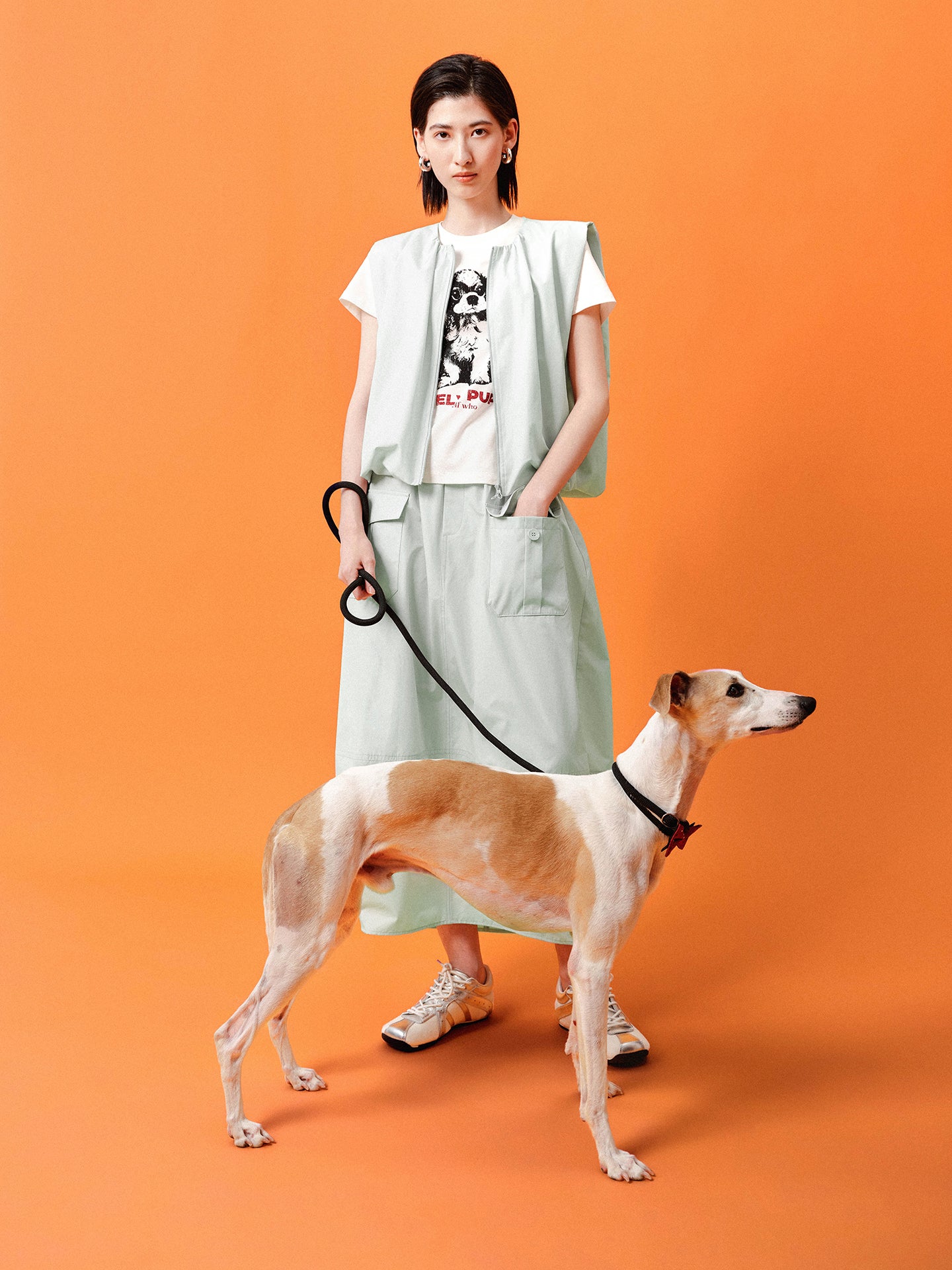 Cotton-Blend Sleeveless Tulip-Hem Vest Set