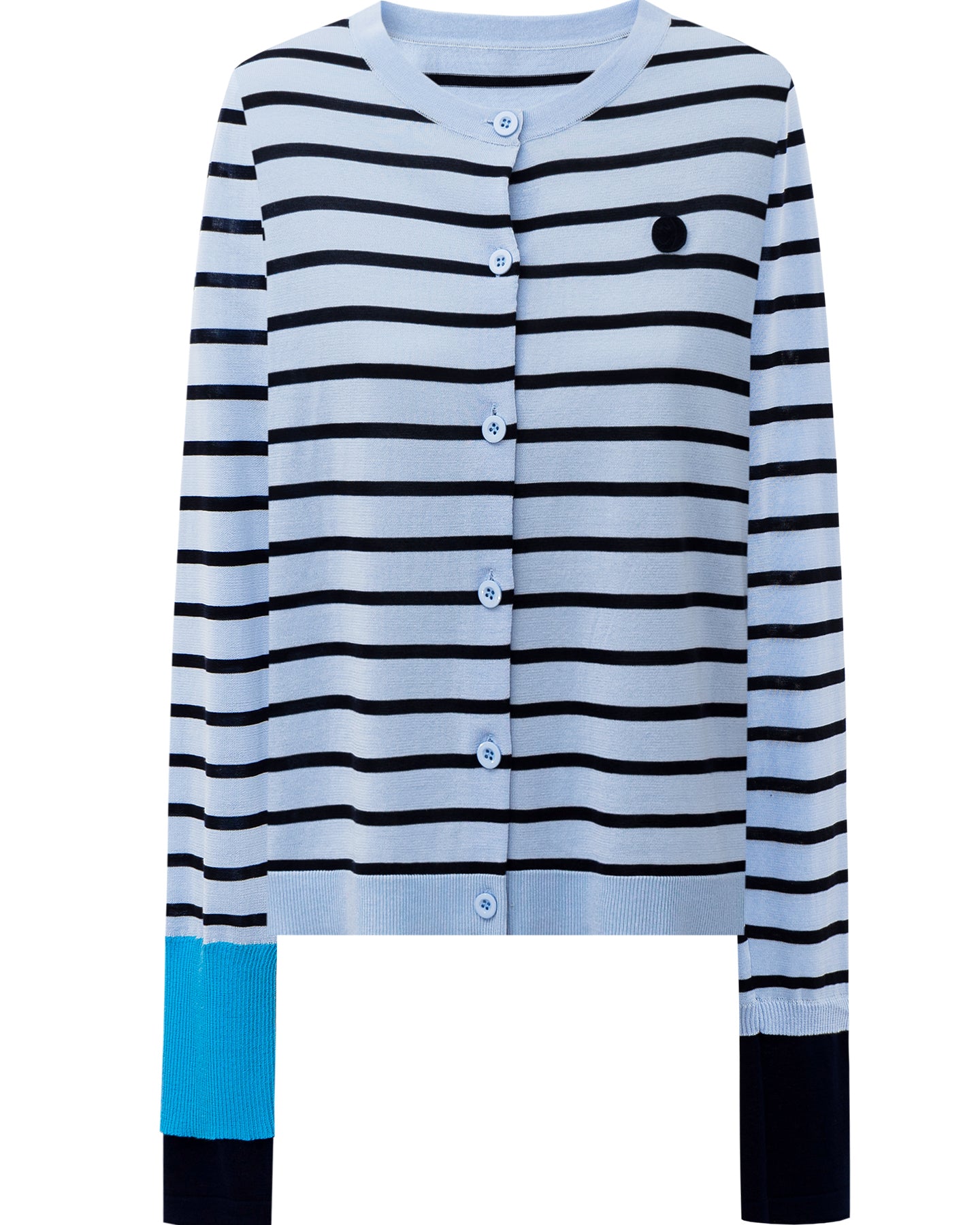 Tencel-Cotton Blend Striped Knit Cardigan