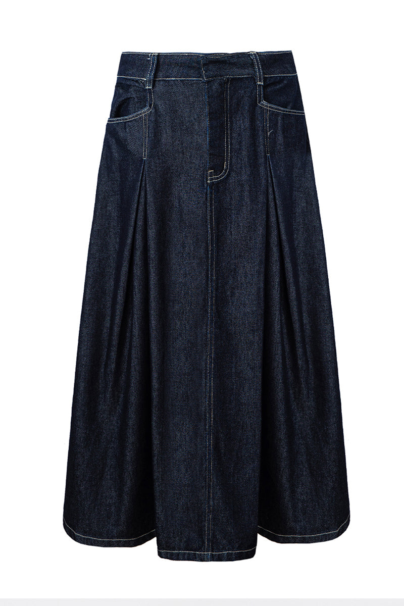 Cotton Lyocell Blended Vintage Denim Skirt + Vest