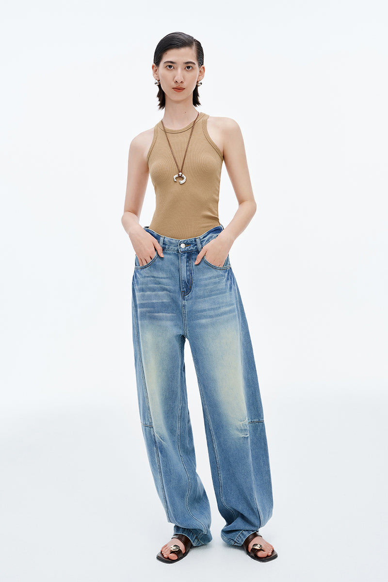 SELFWHO Vintage Washed Scimitar Jeans