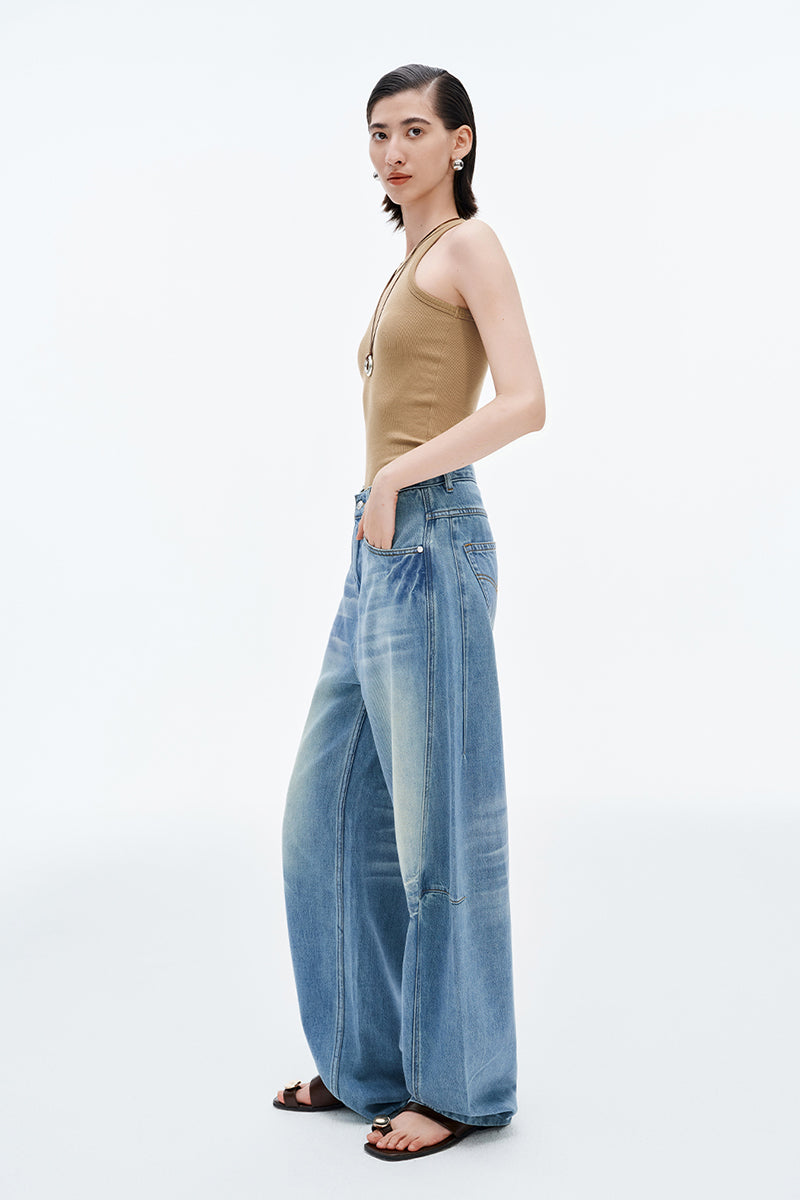 SELFWHO Vintage Washed Scimitar Jeans