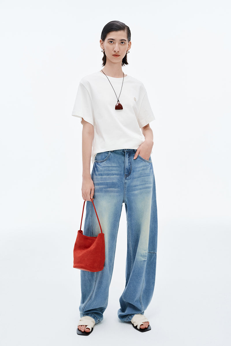 SELFWHO Vintage Washed Scimitar Jeans