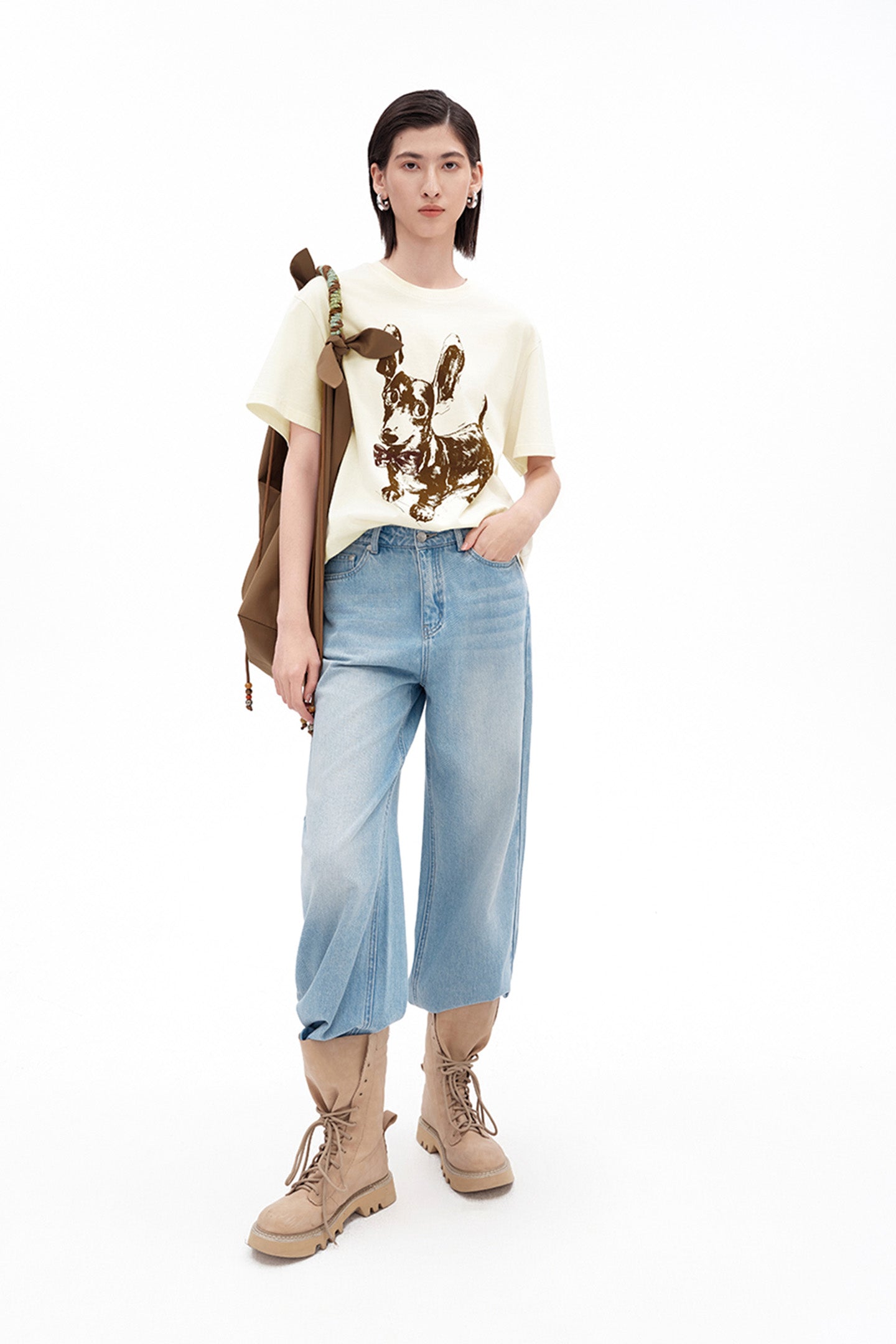 Cotton-Acetate Blend Straight-Leg Jeans