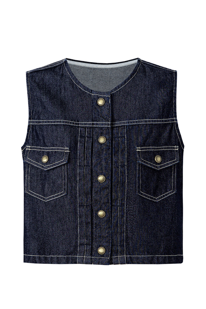 Cotton Lyocell Blended Vintage Denim Skirt + Vest