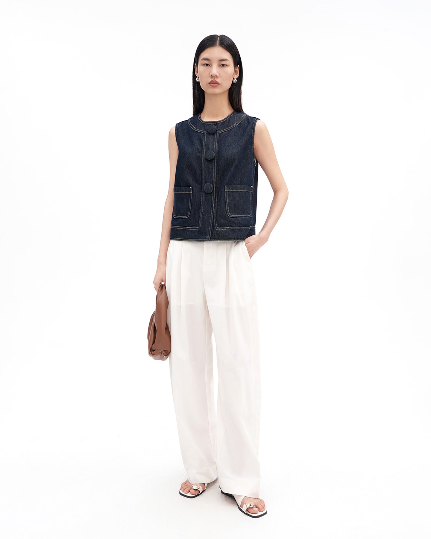 Cotton-Tencel Blend Retro Denim Vest