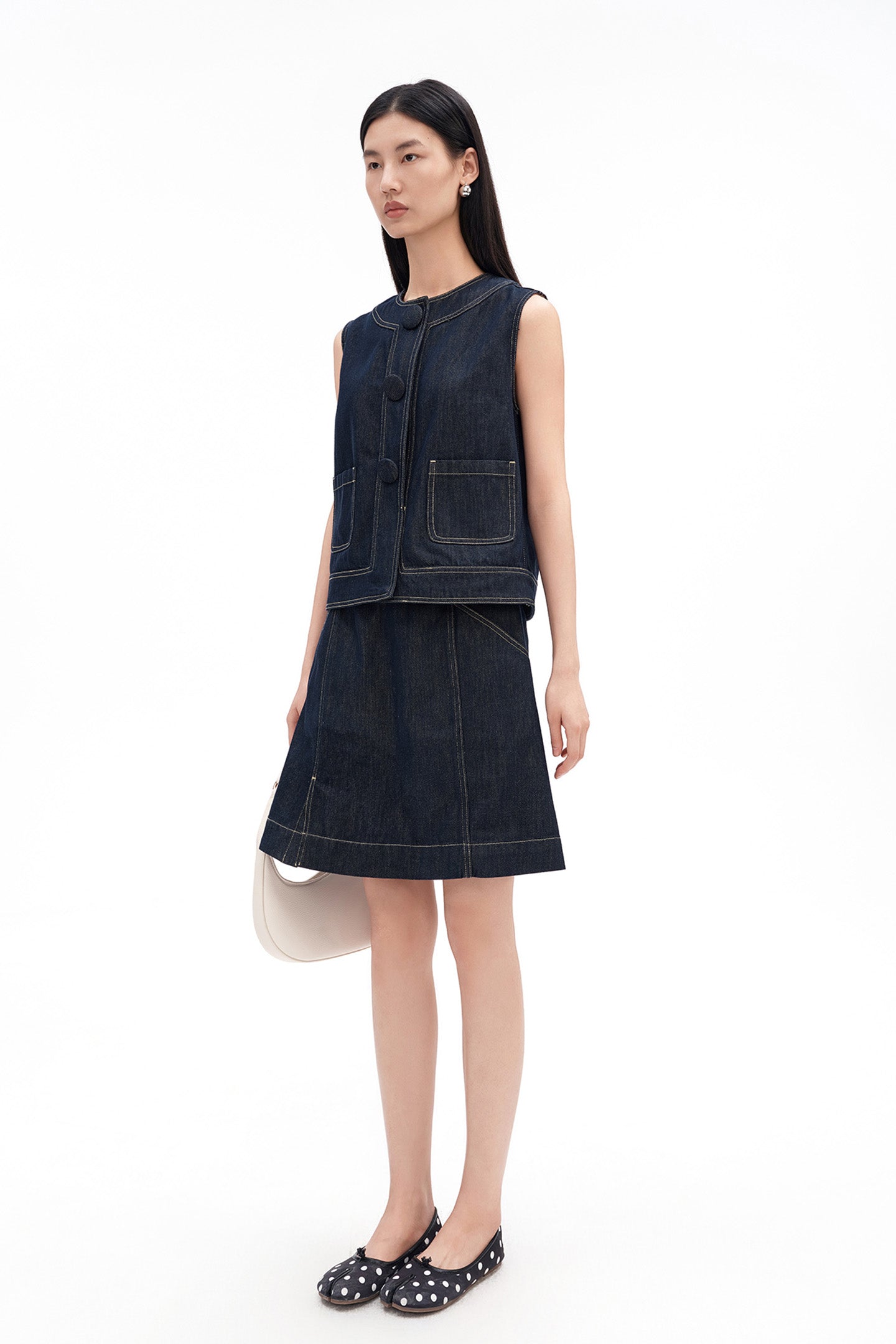 Cotton-Tencel Blend Retro Denim Vest