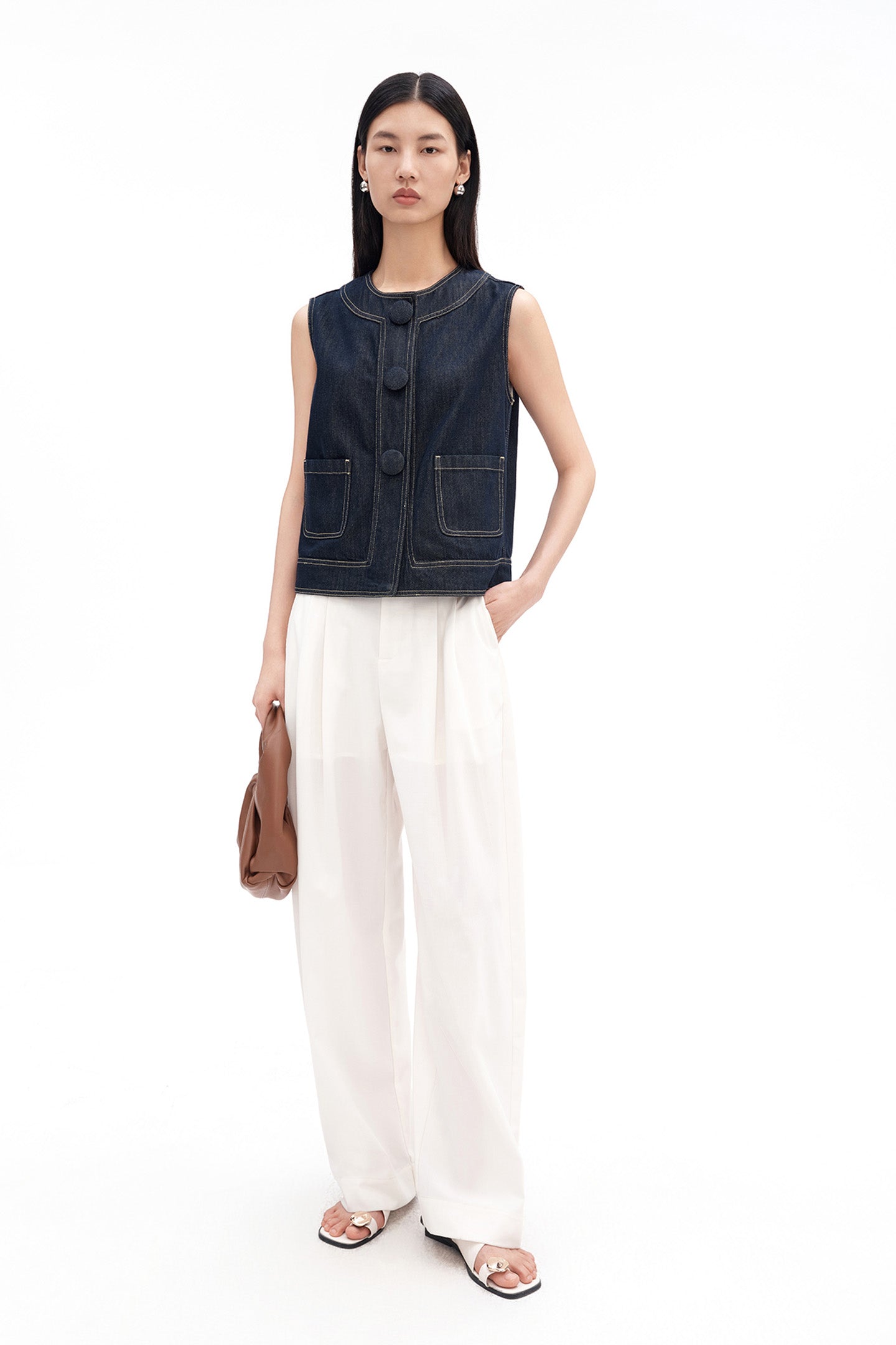 Cotton-Tencel Blend Retro Denim Vest