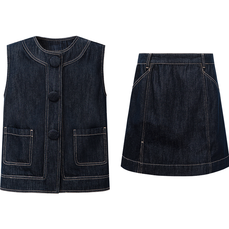 Cotton-Tencel Blend Retro Denim Vest