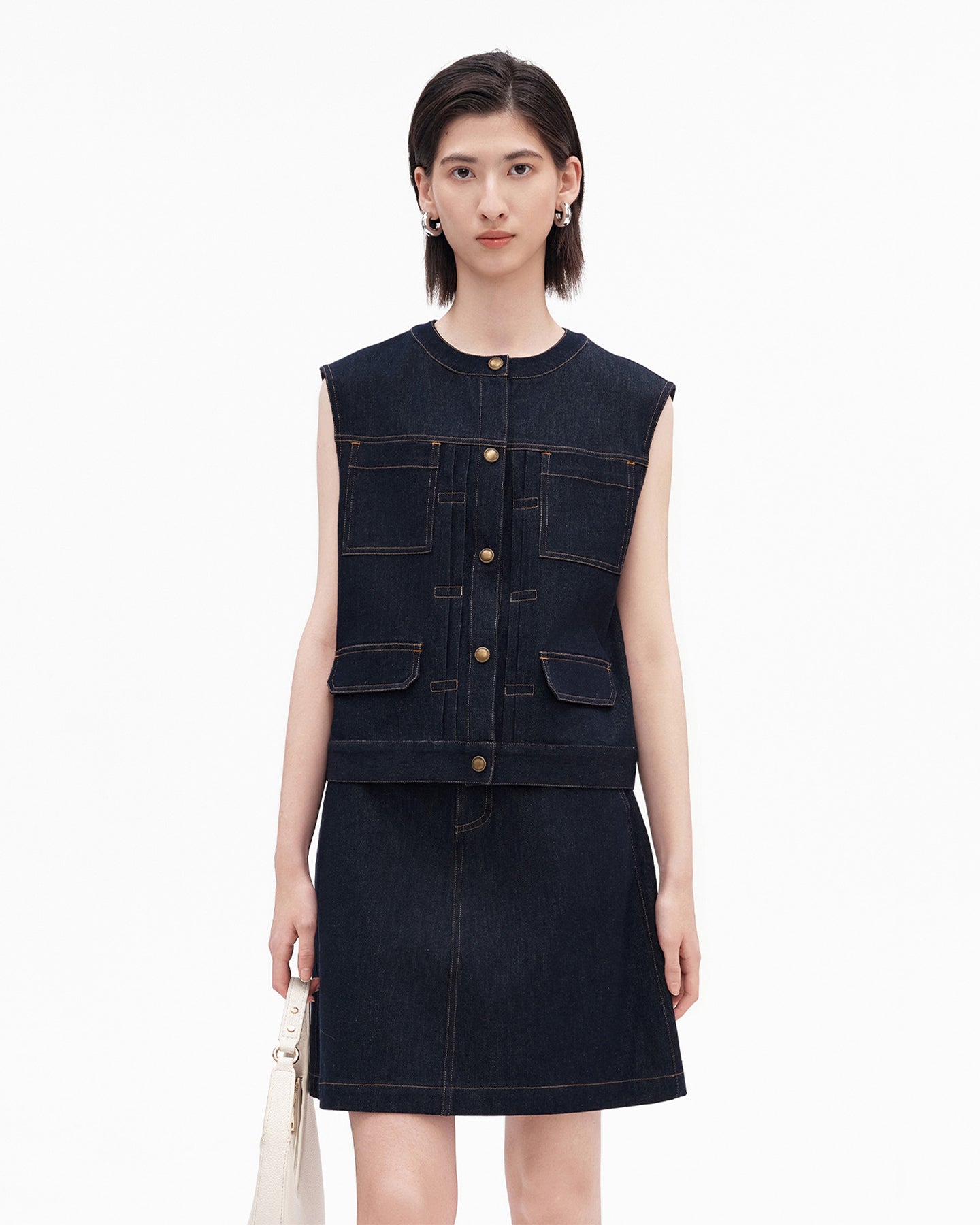 Retro Workwear Denim Vest