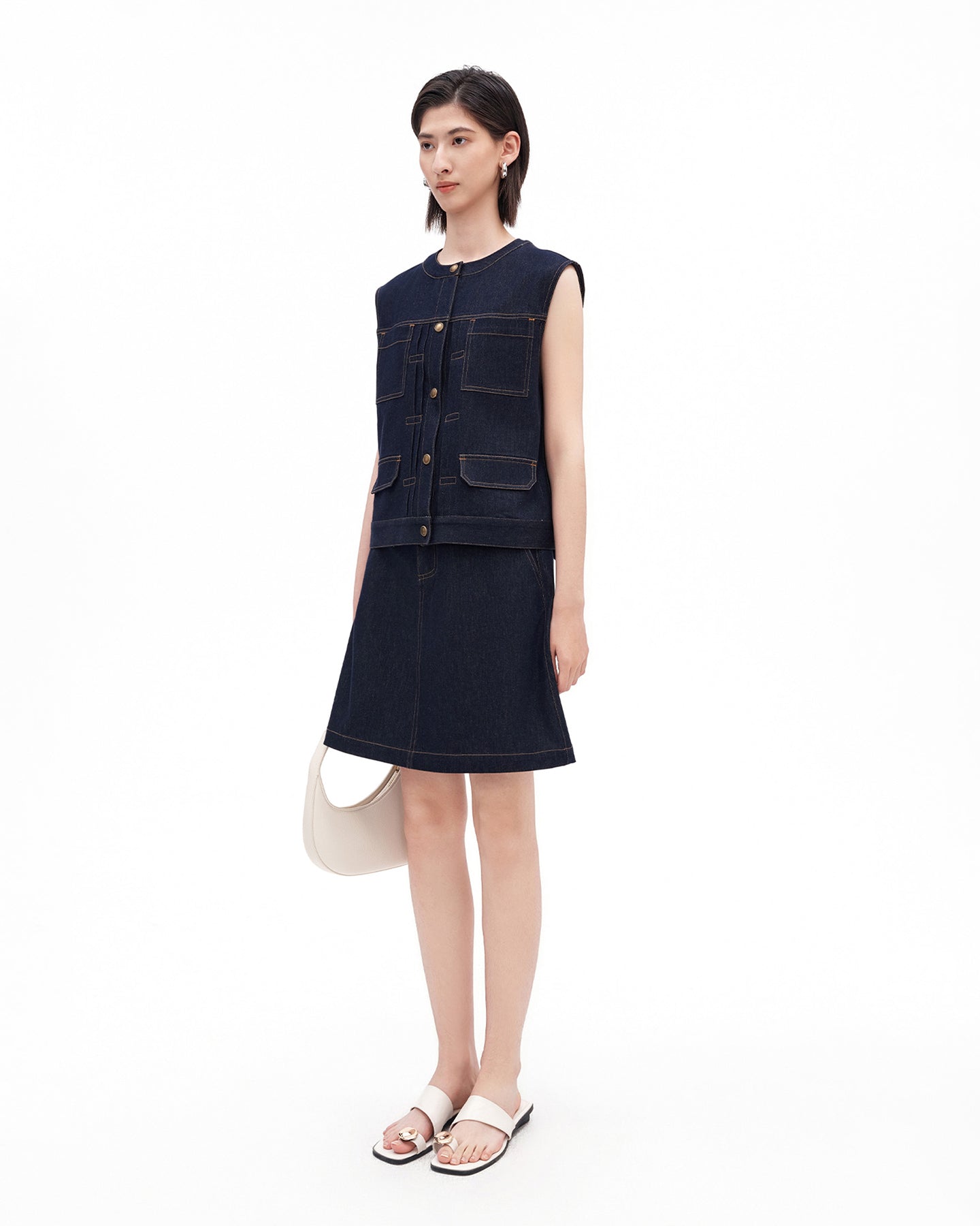 Retro Workwear Denim Vest