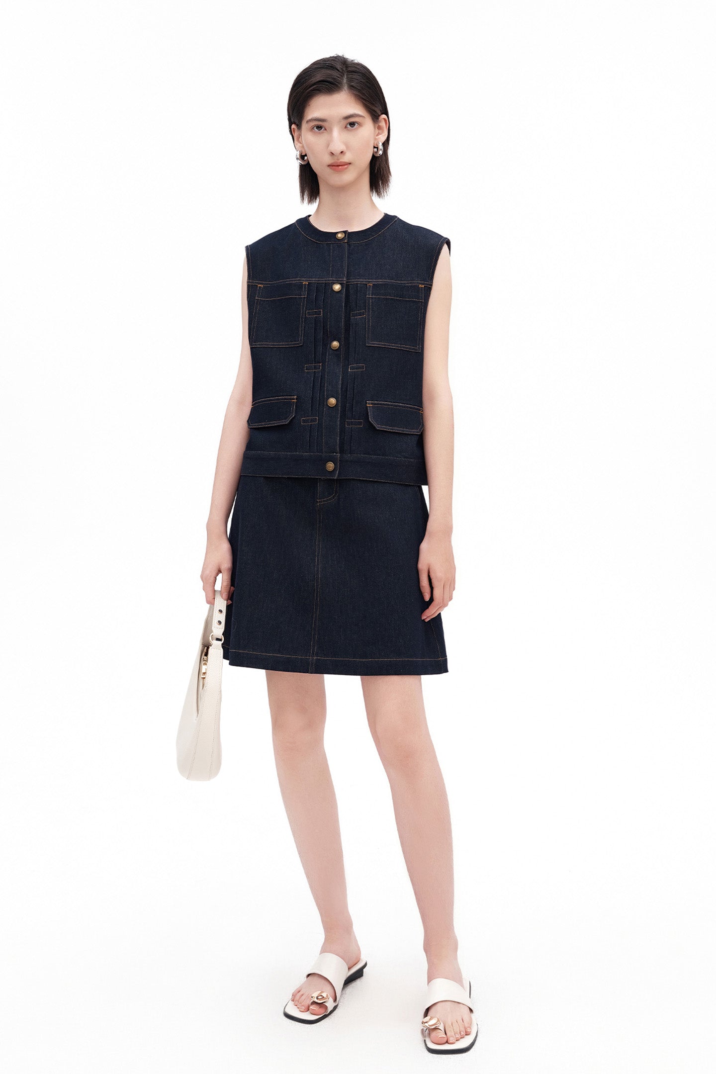 Retro Workwear Denim Vest