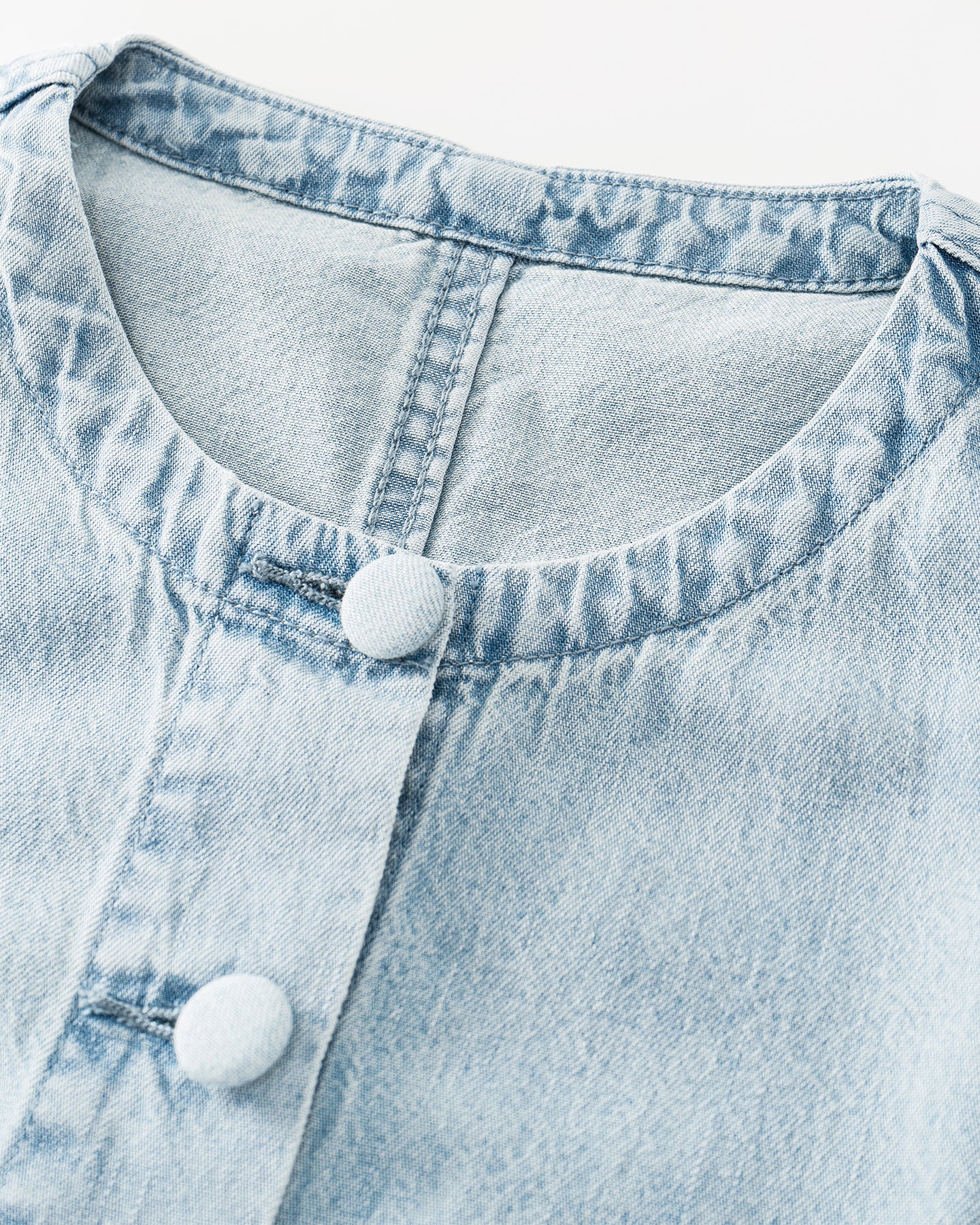 Pure Cotton Vintage Raw Denim-Style Vest & Skirt Set