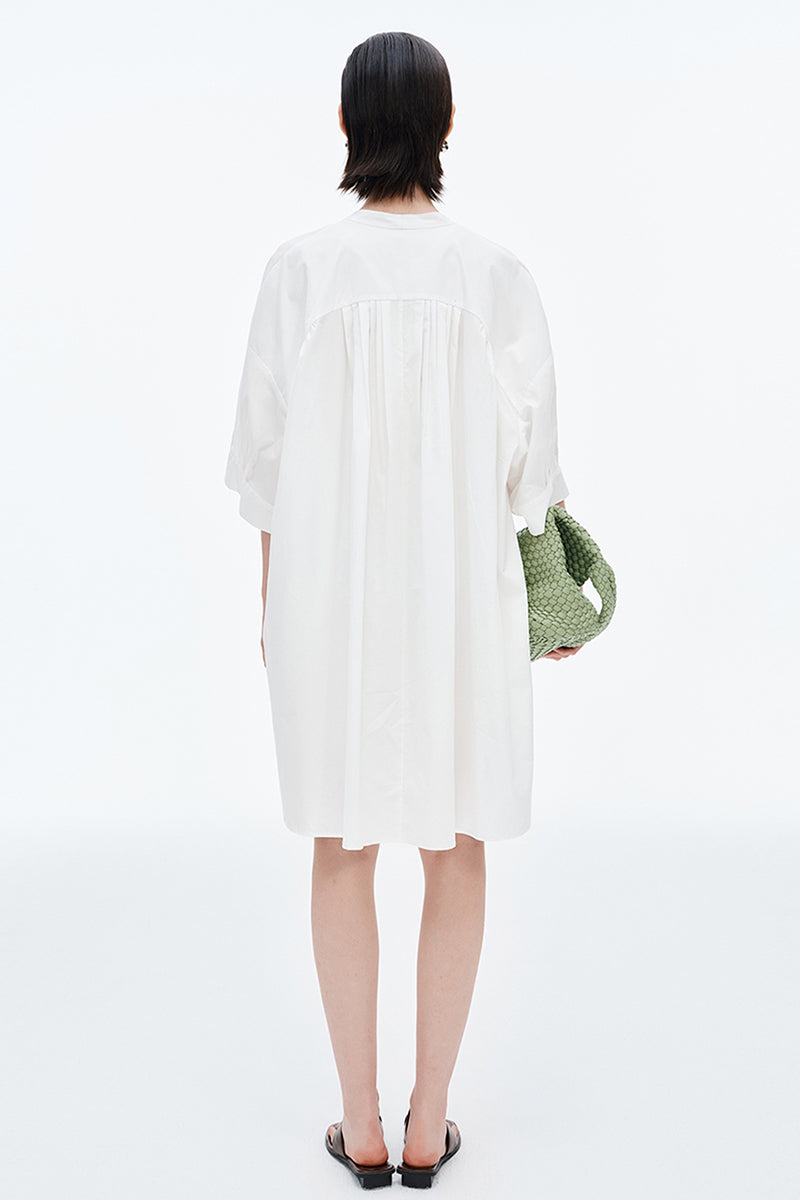 SELFWHO Lyocell Cotton Blend Tie Dress