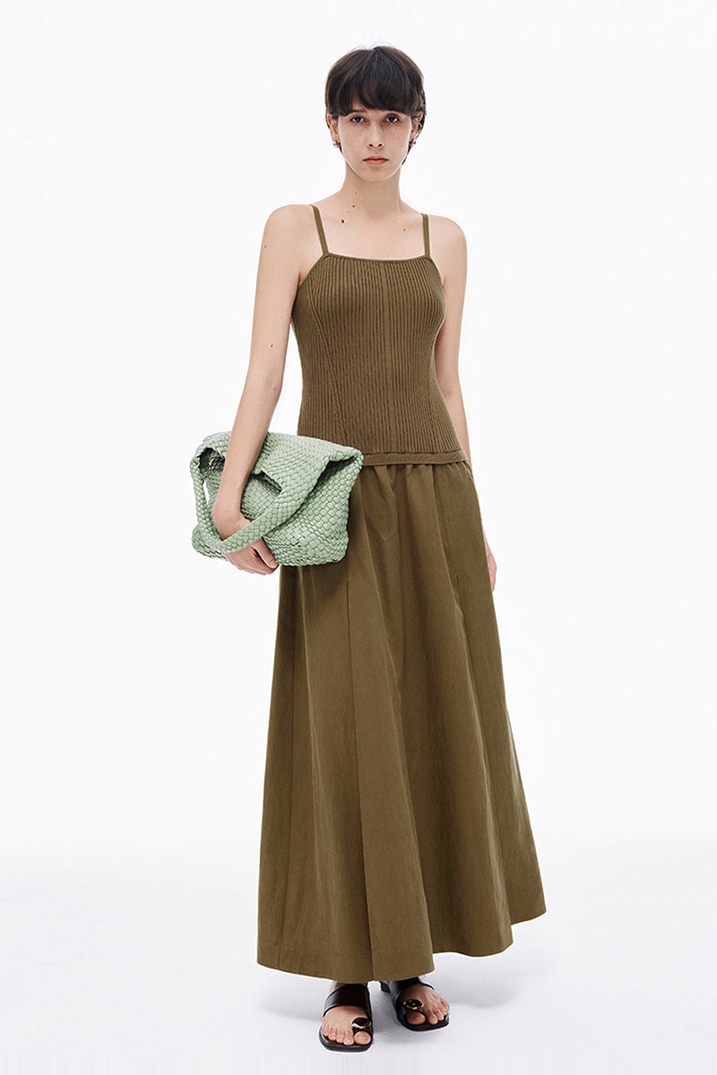 SELFWHO Lyocell Blended Suspender Skirt