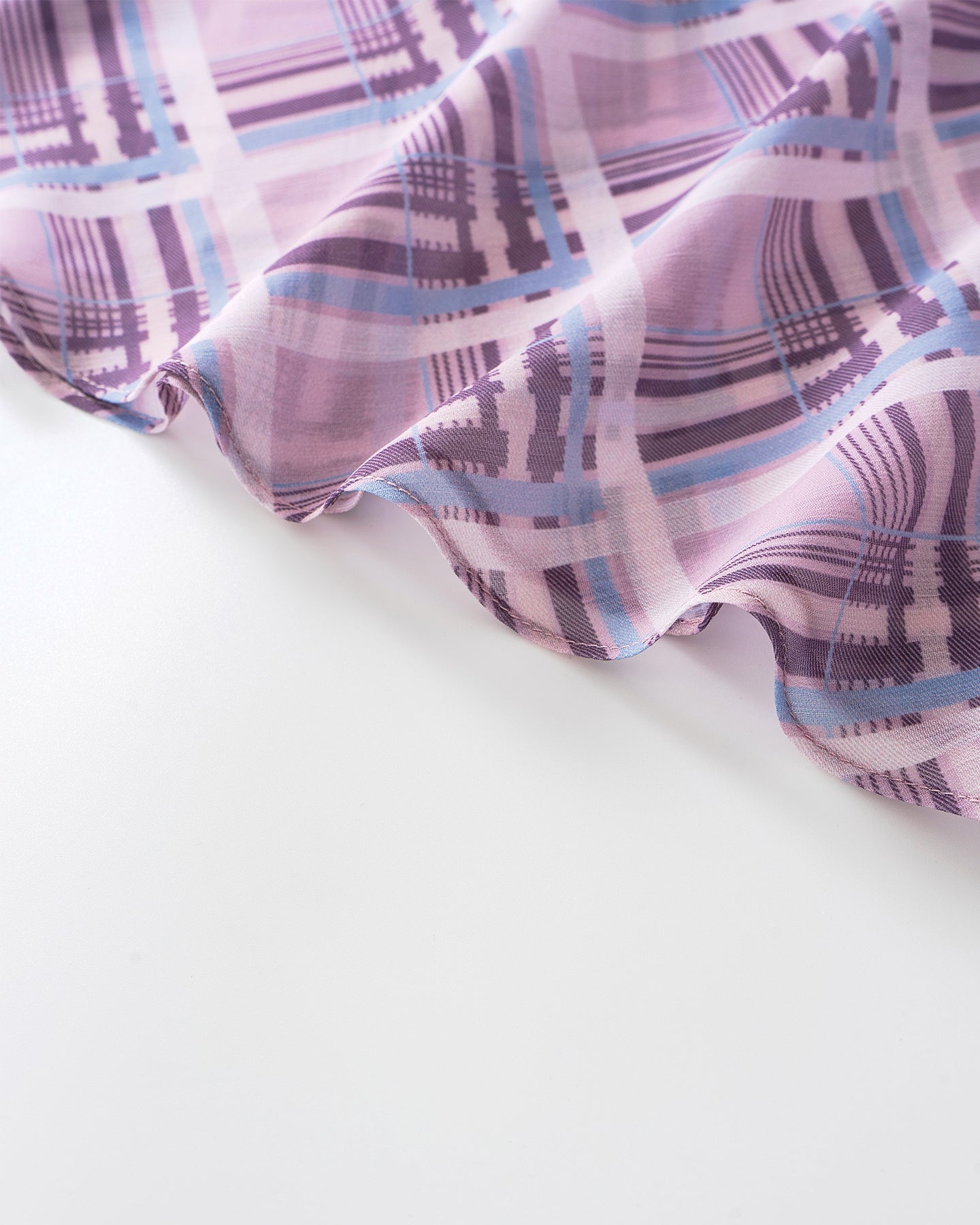 Pink and Purple Plaid V-Neck Twisted Strap Dress