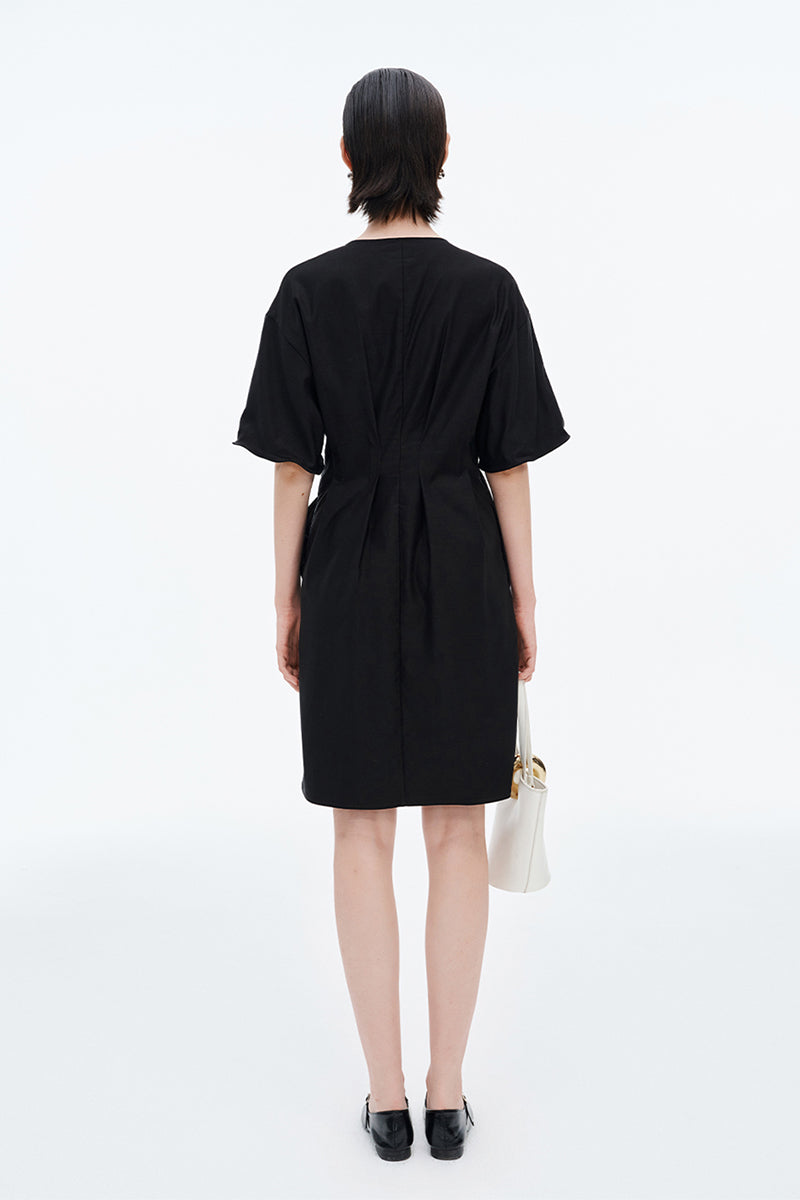 Lyocell blend V-neck twisted flower dress