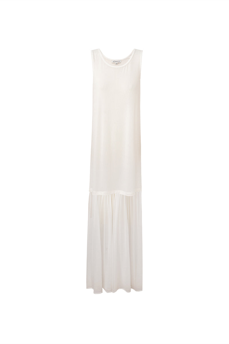 SELFWHO Acetate Blend Woven Patchwork Dress