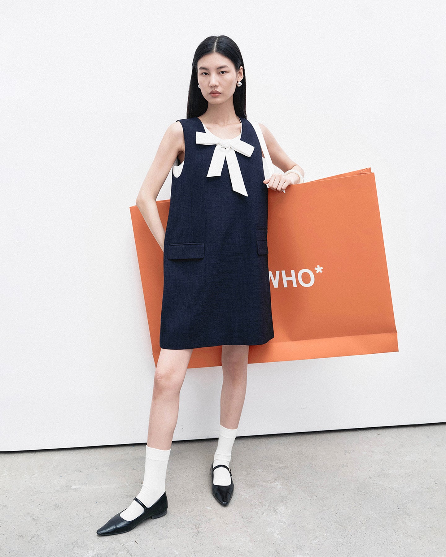 Bow-Detail U-Neck Dress