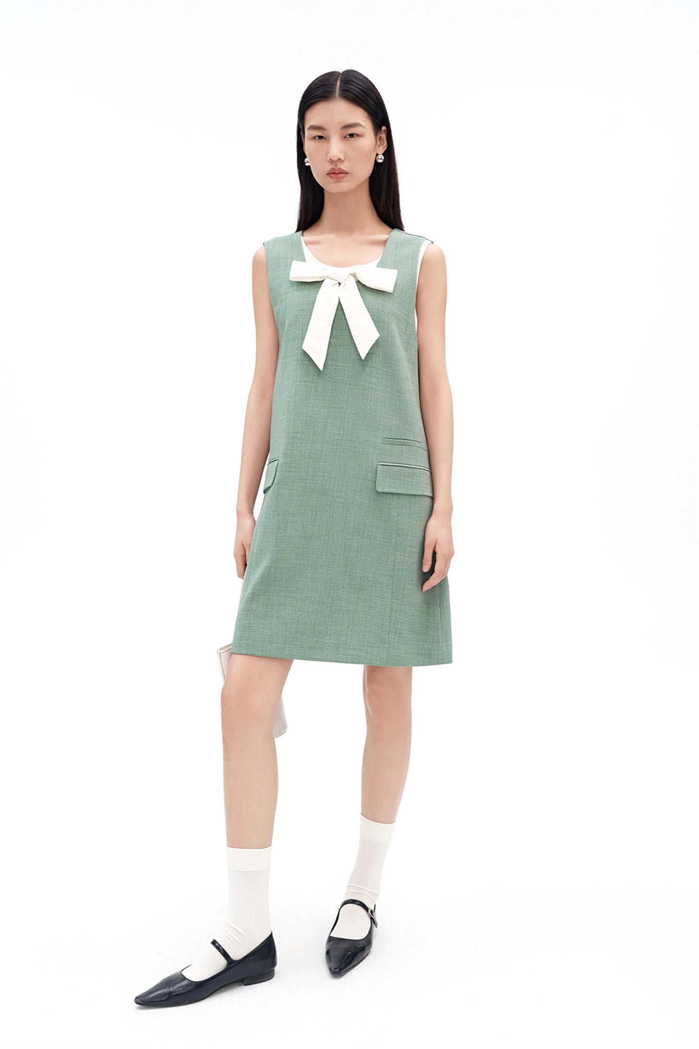 Bow-Detail U-Neck Dress