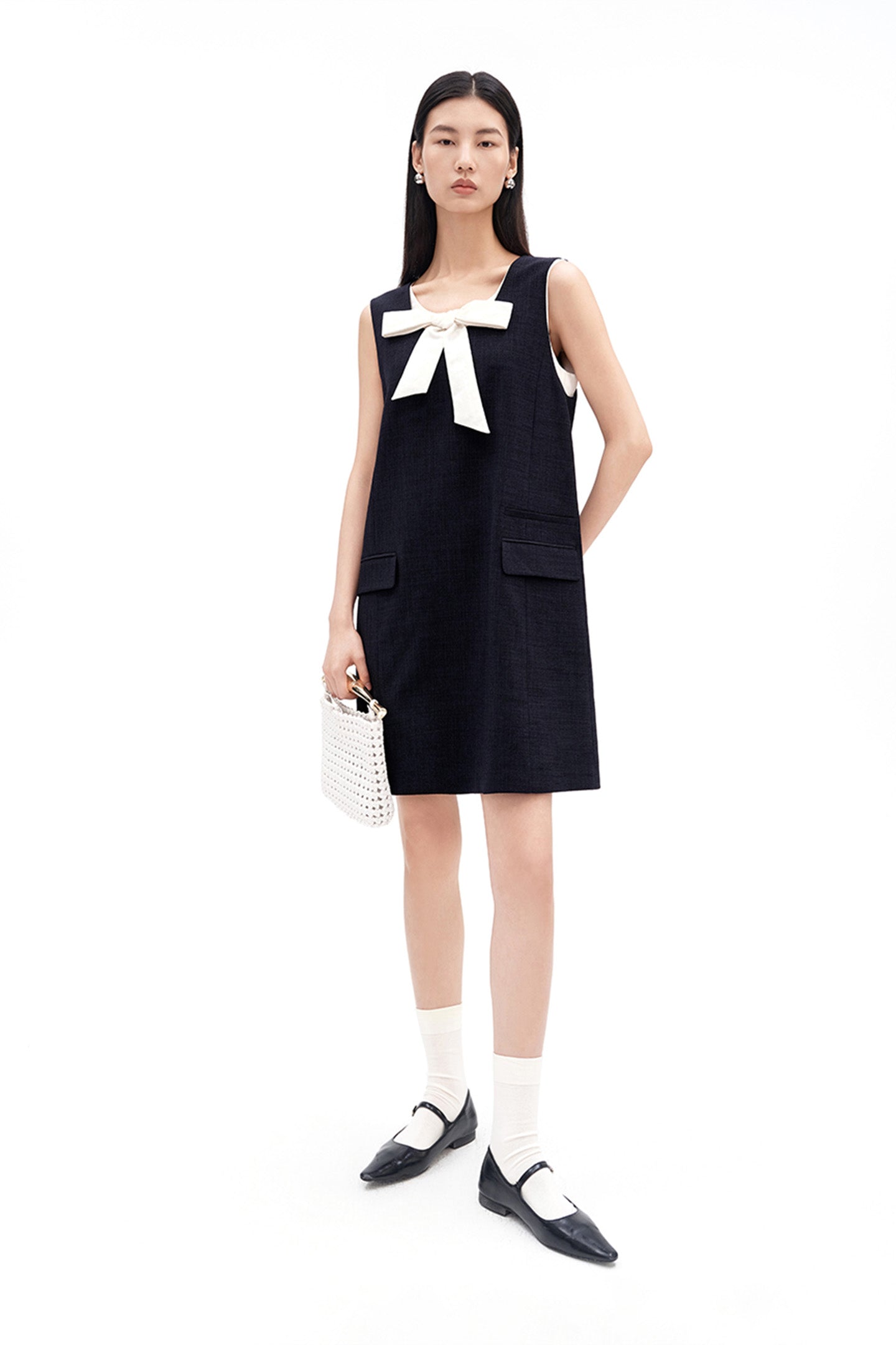 Bow-Detail U-Neck Dress