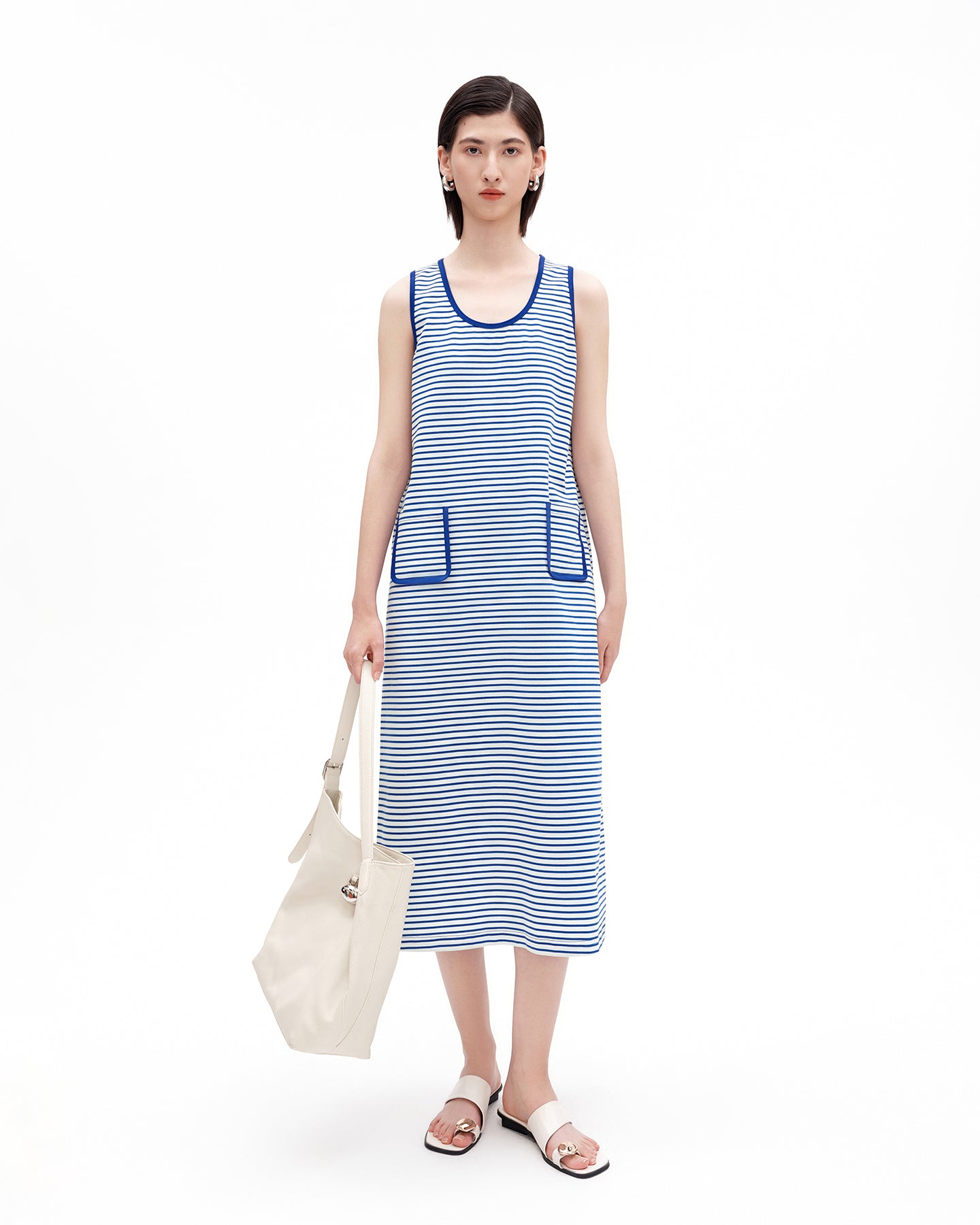 Pure Cotton Striped U-Neck Dress