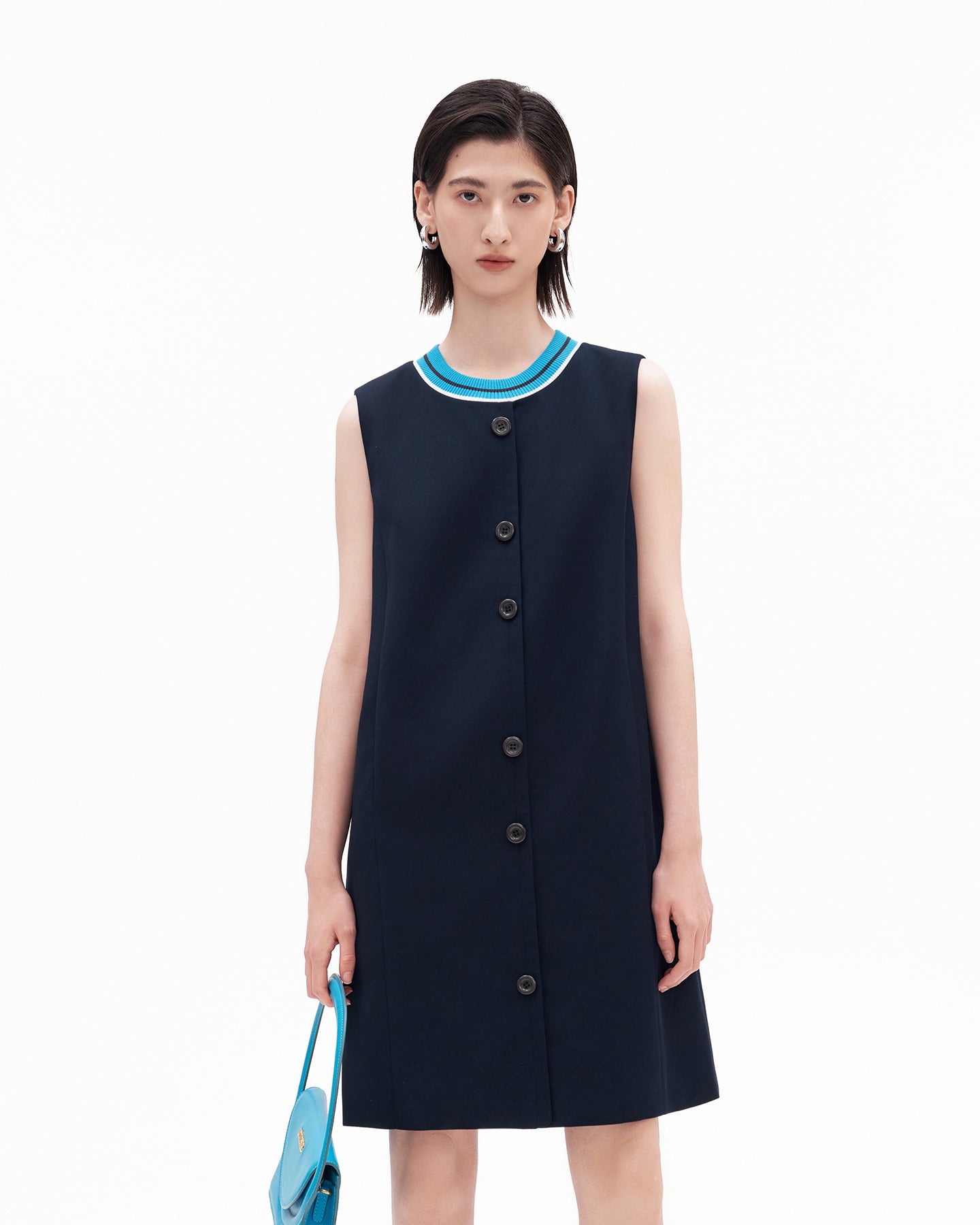 Patchwork Knit Collar Dress