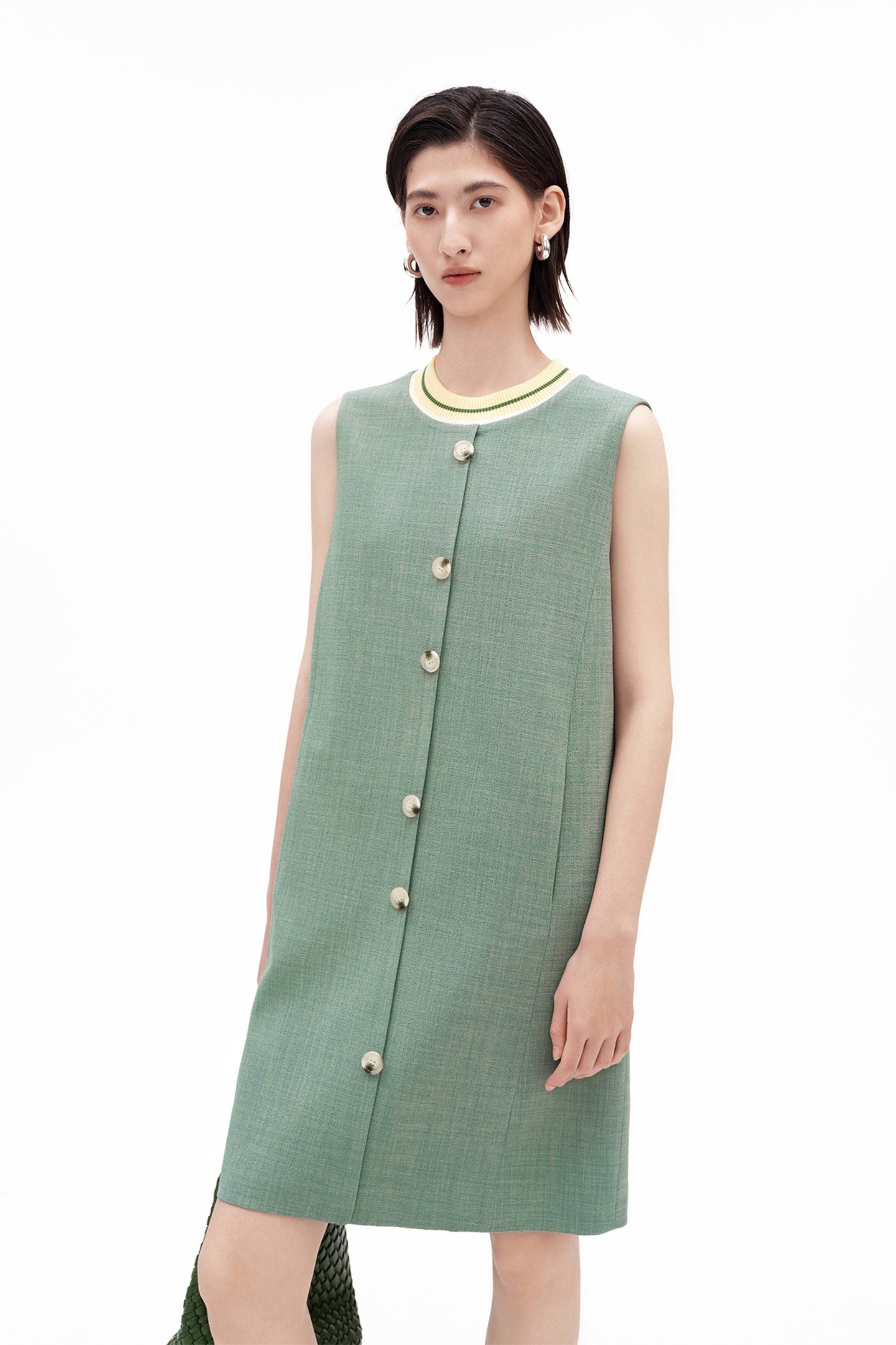 Patchwork Knit Collar Dress