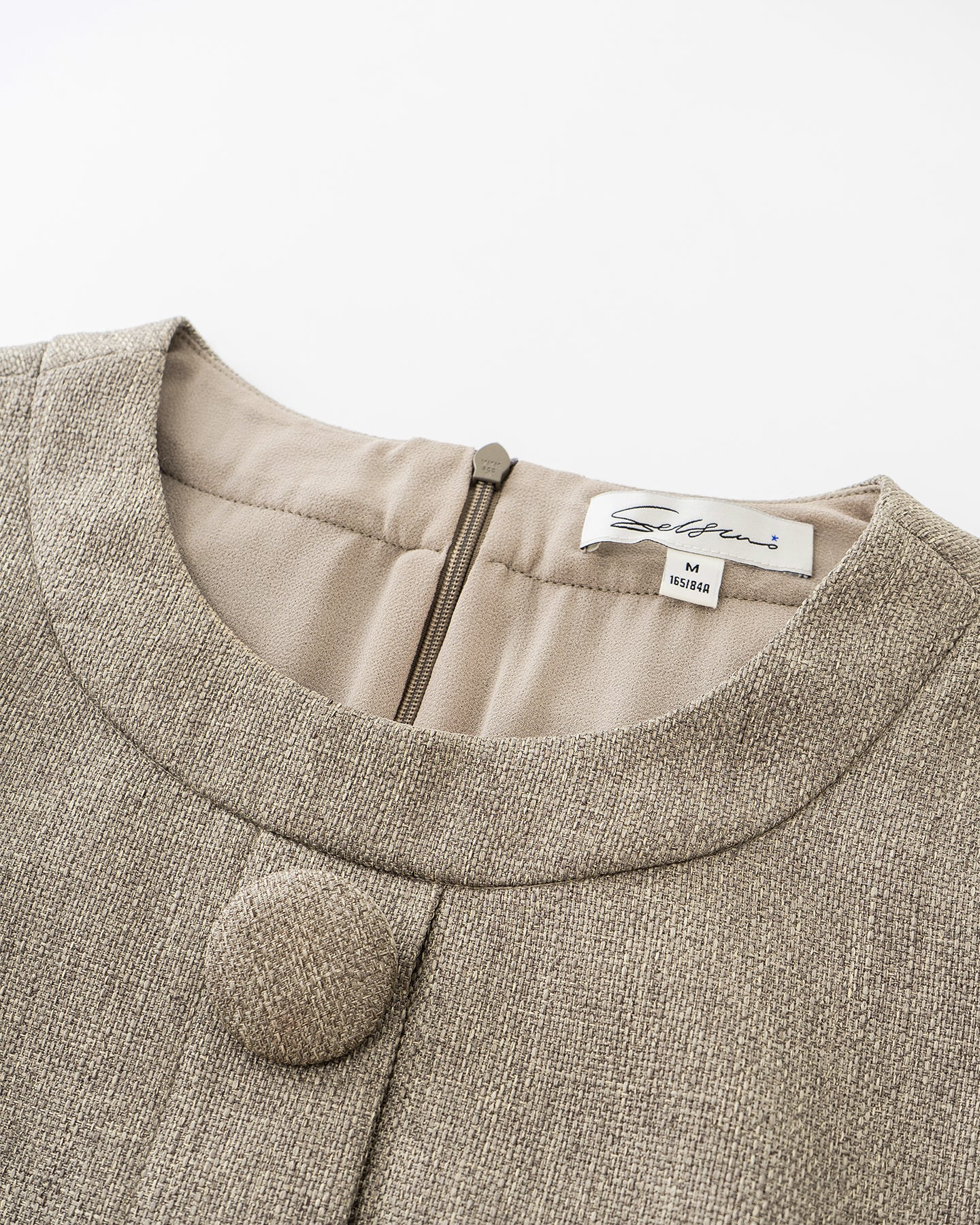 Imported Sleeveless Round-Neck Dress with Linen-Like Texture