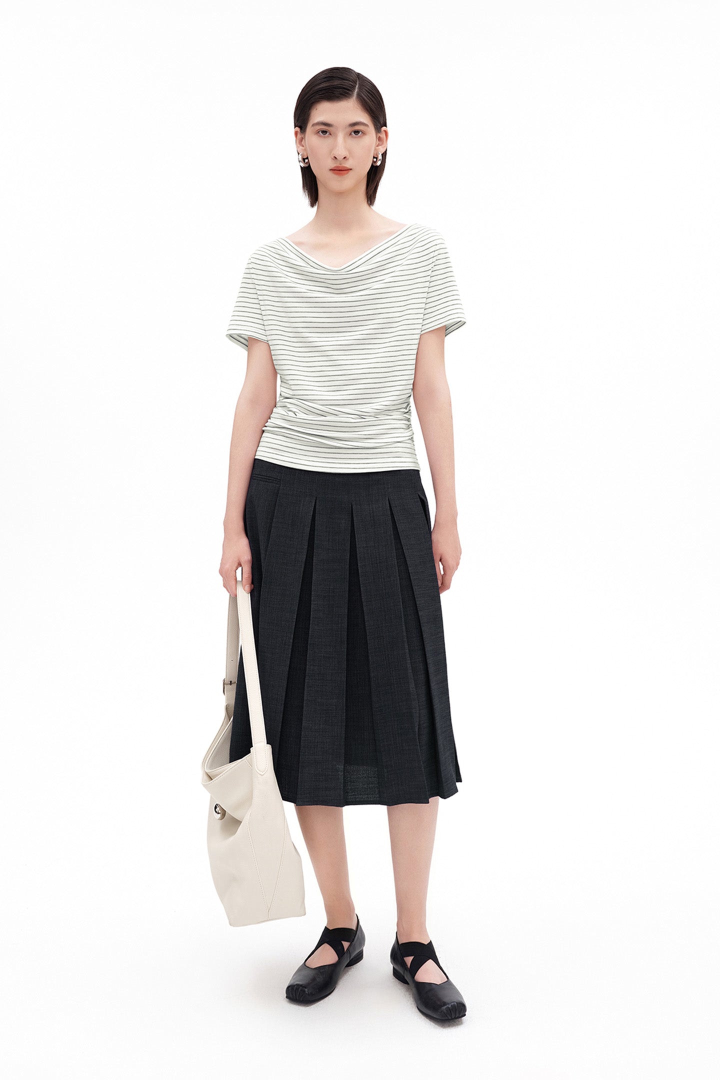 Irregular Striped Short-Sleeve Top