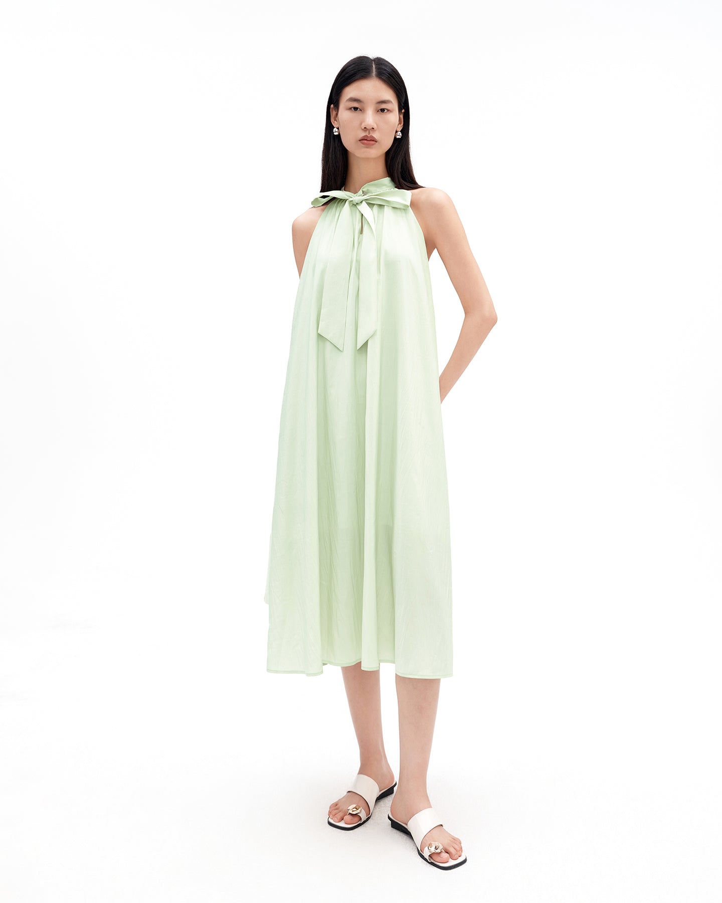 Modal-Blend French-Style Ribbon-Tie Dress