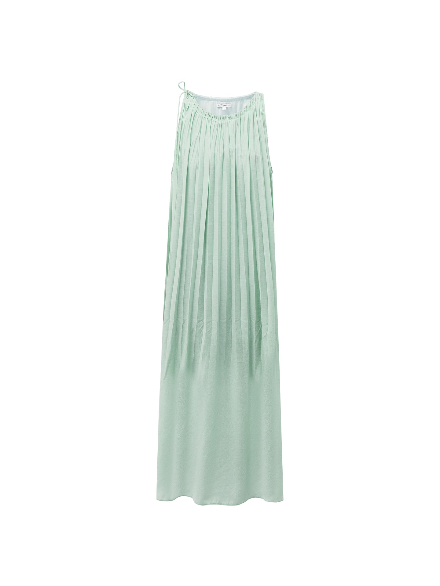 Acetate-Blend French Pleated Sleeveless Slip Dress