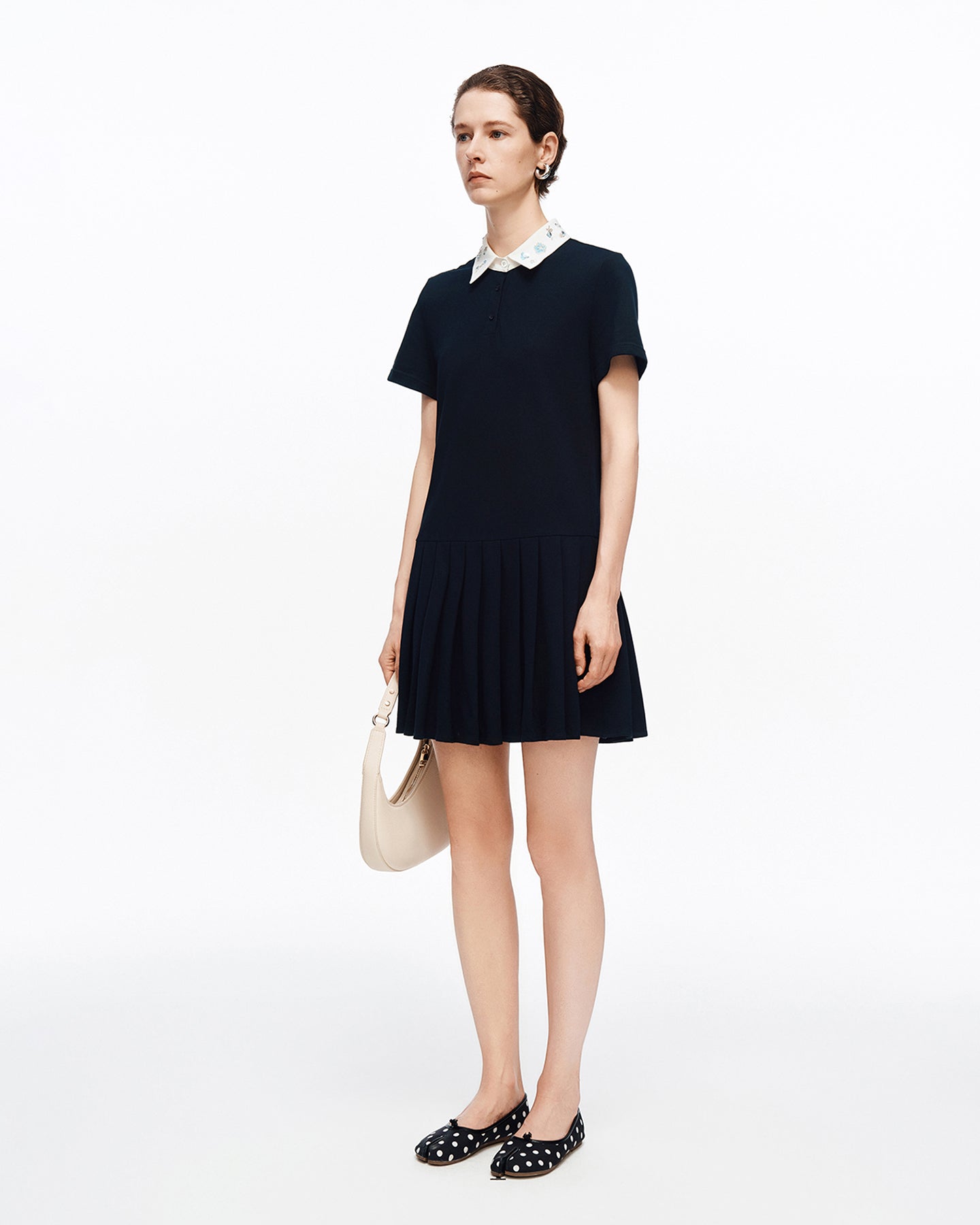 Beaded Color-block Polo Dress