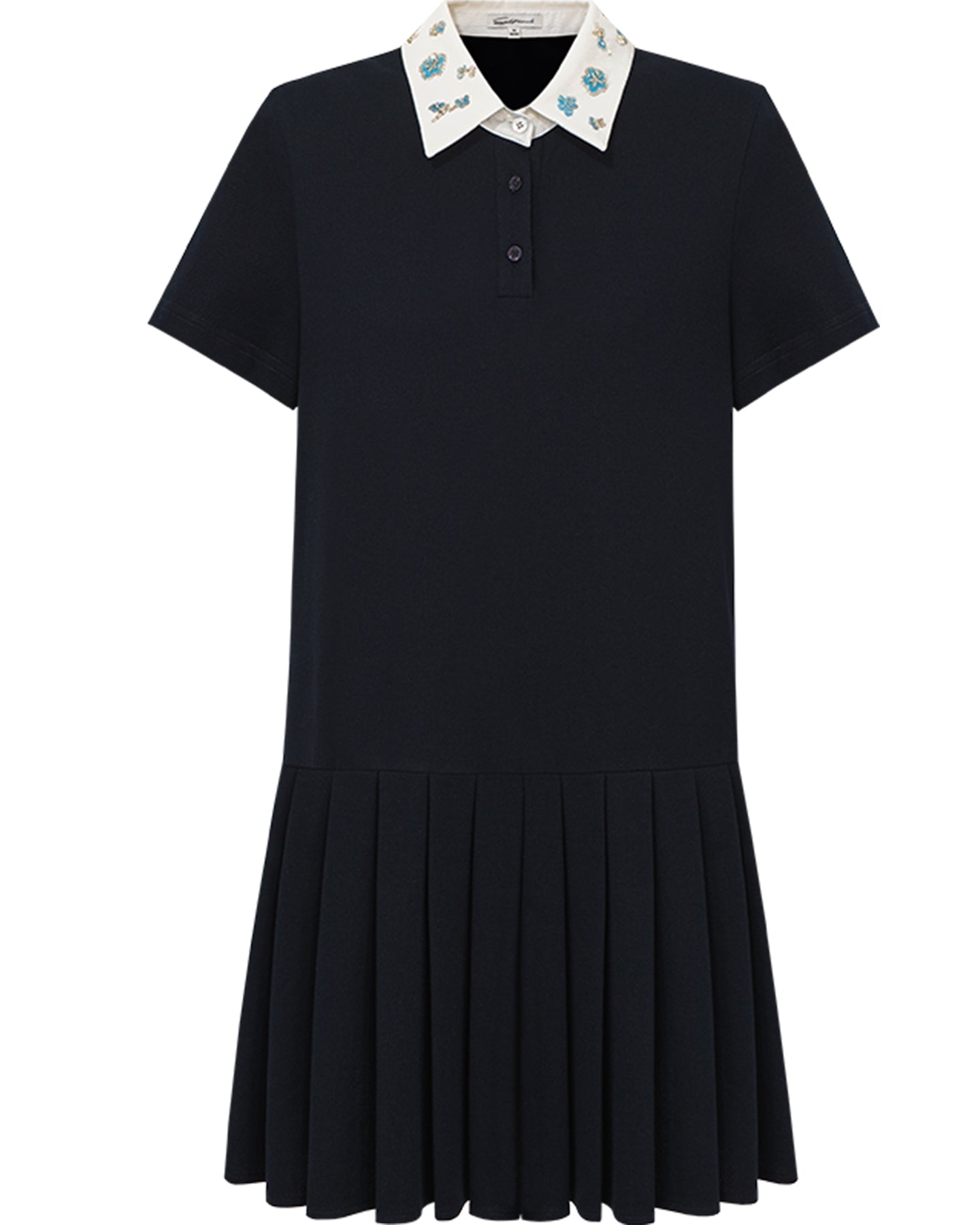 Beaded Color-block Polo Dress