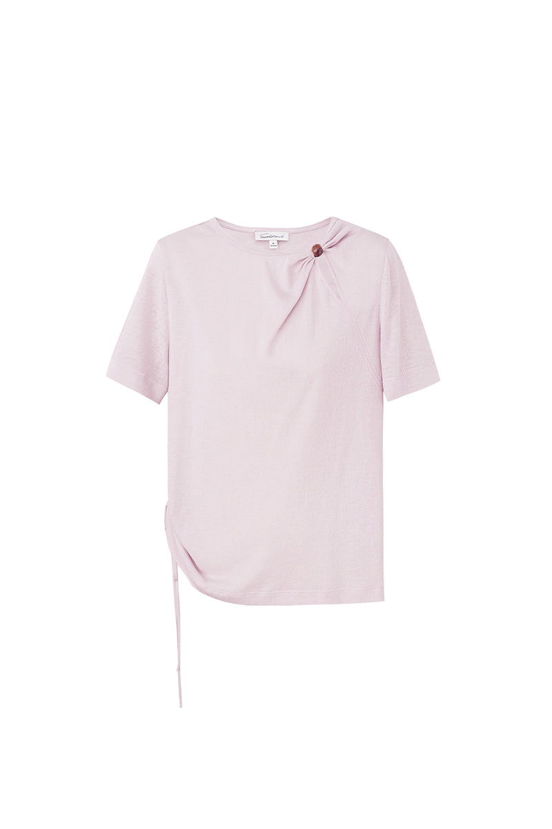 SELFWHO Lyocell Linen Blended Chinese Twist Short Sleeve