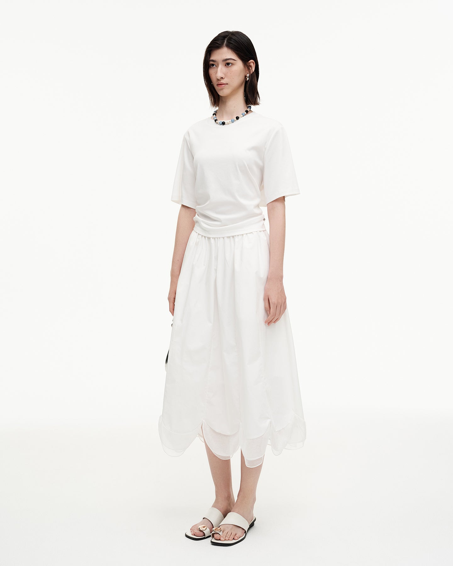 New cotton petal-shaped A-line Top