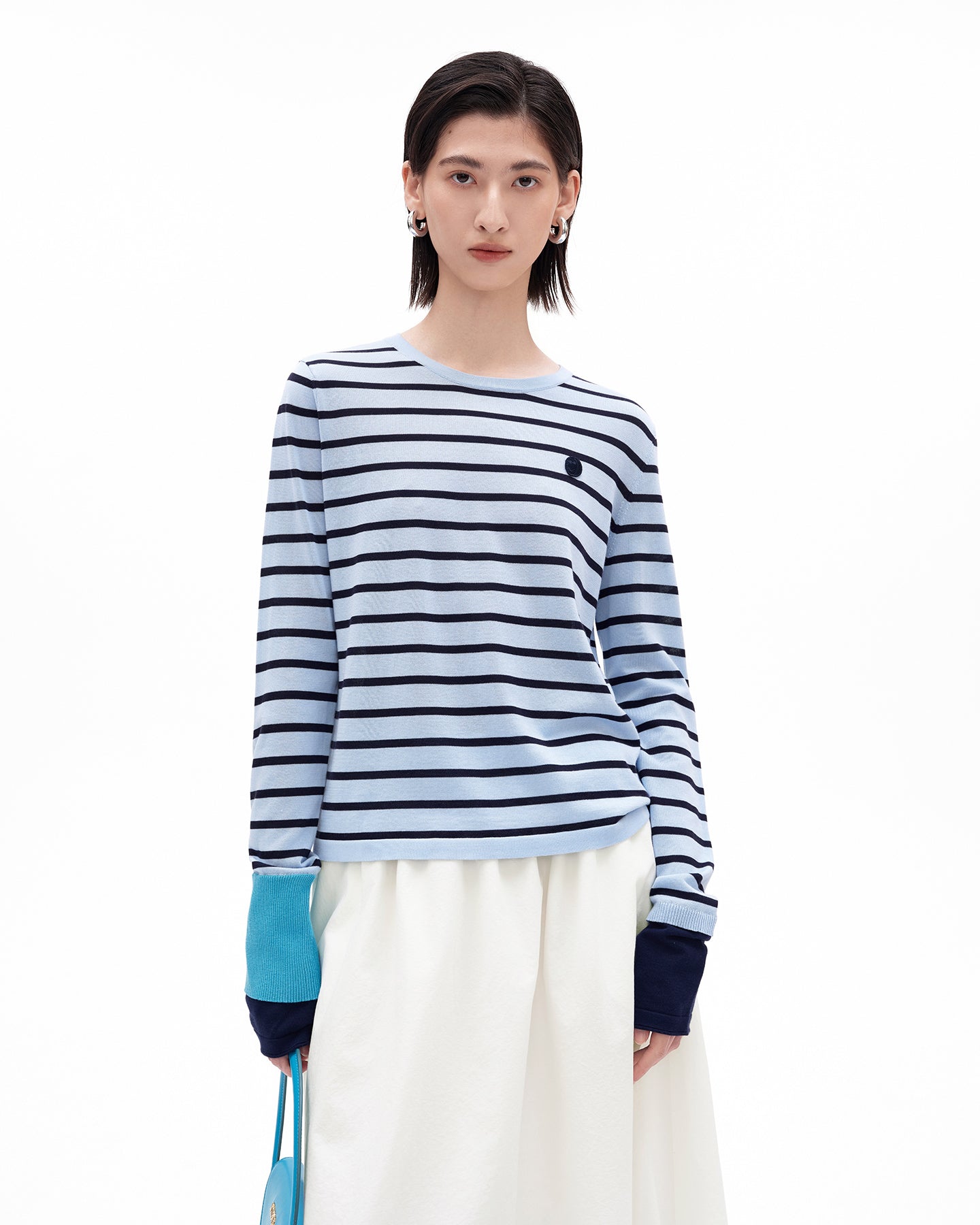 Cotton Acetate Striped Long-Sleeve