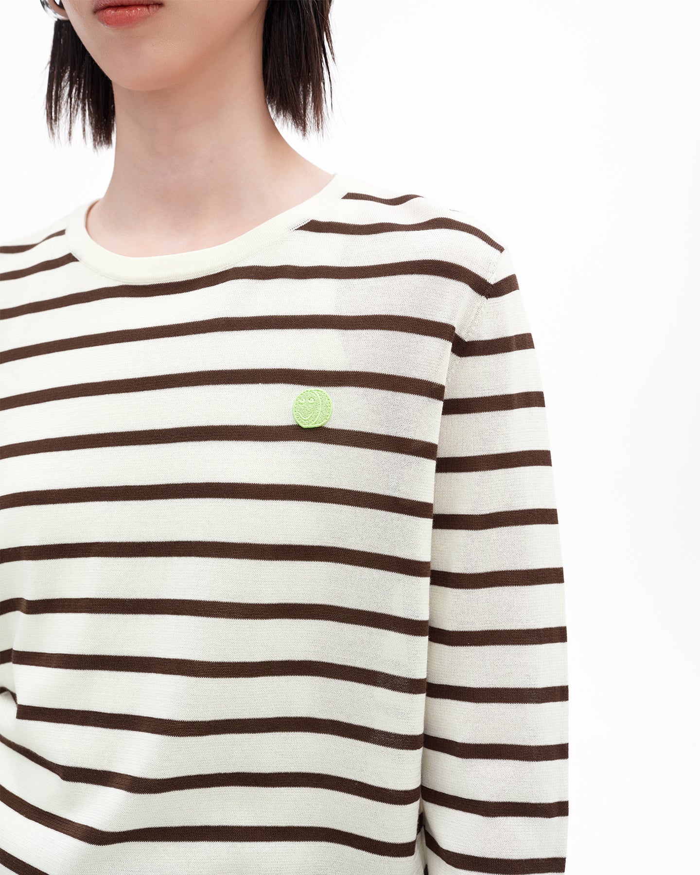 Cotton Acetate Striped Long-Sleeve