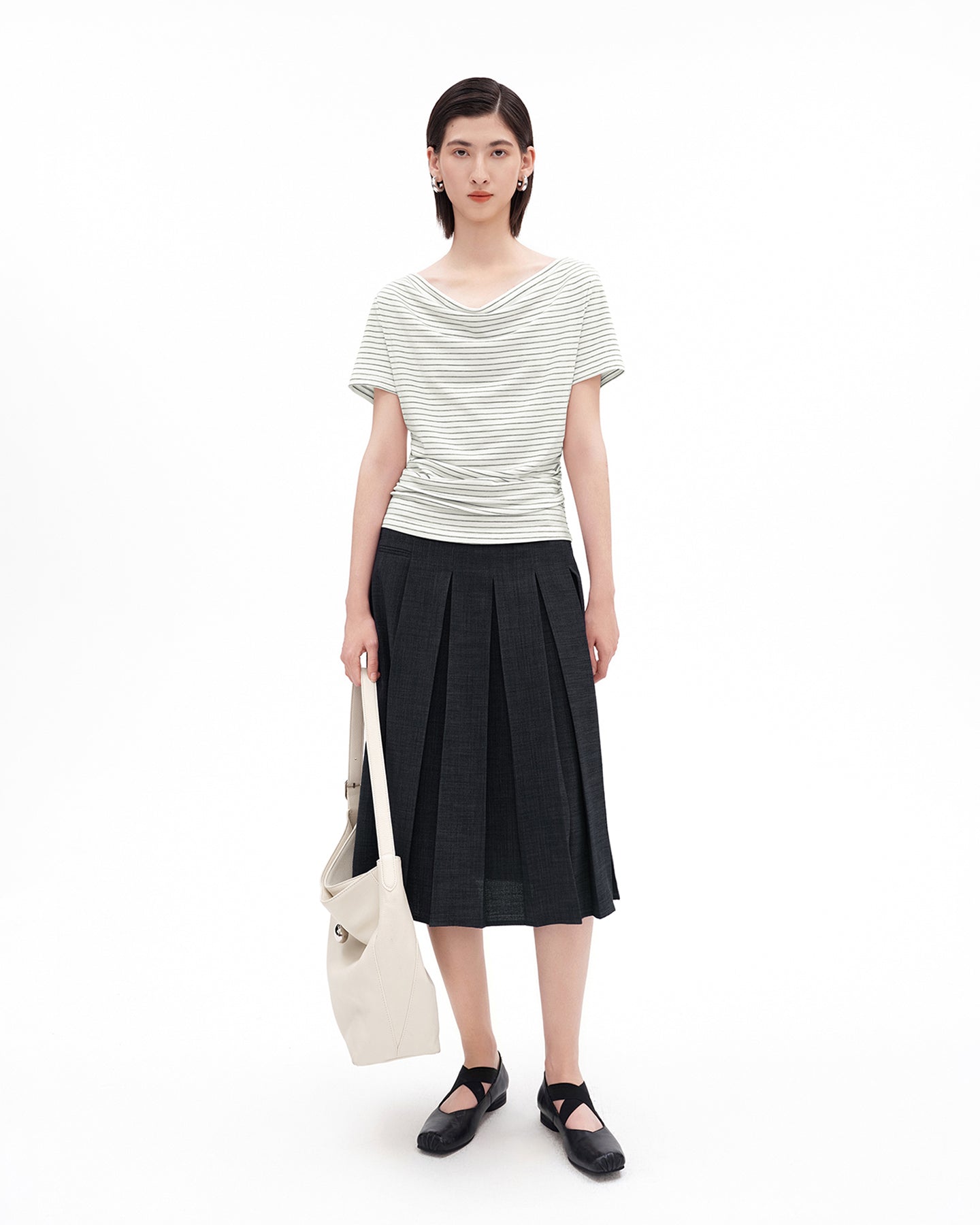 Irregular Striped Short-Sleeve Top