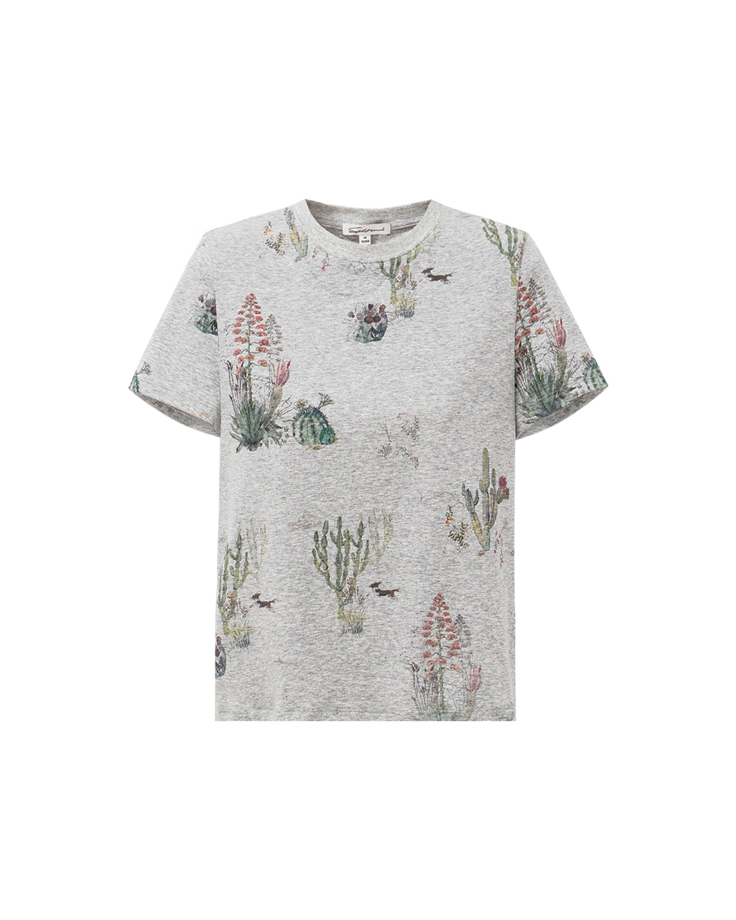 Cactus & Puppy Print Cropped T-Shirt