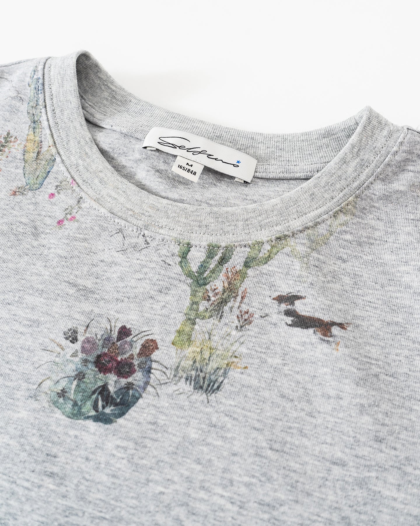 Cactus & Puppy Print Cropped T-Shirt