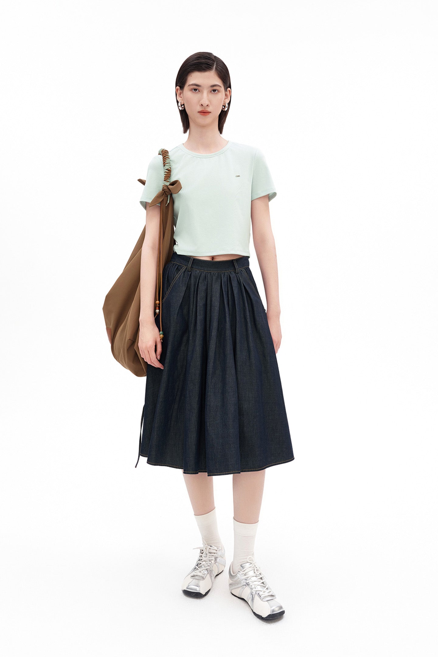 Lyocell-Cotton Blend Short-Sleeve Top