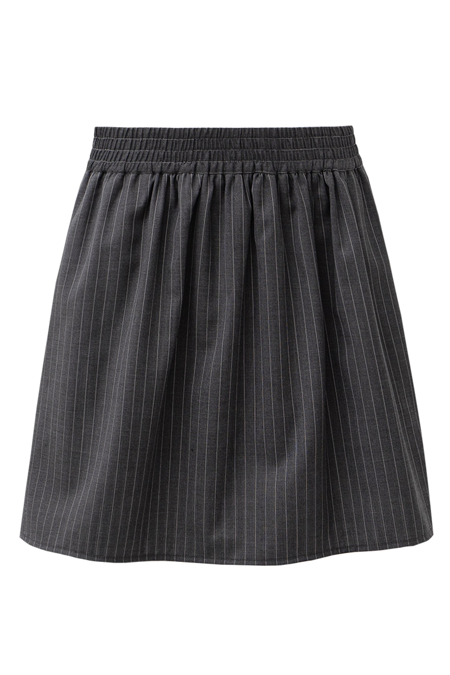 SELFWHO Combed Wool Blend Grey Striped Skirt