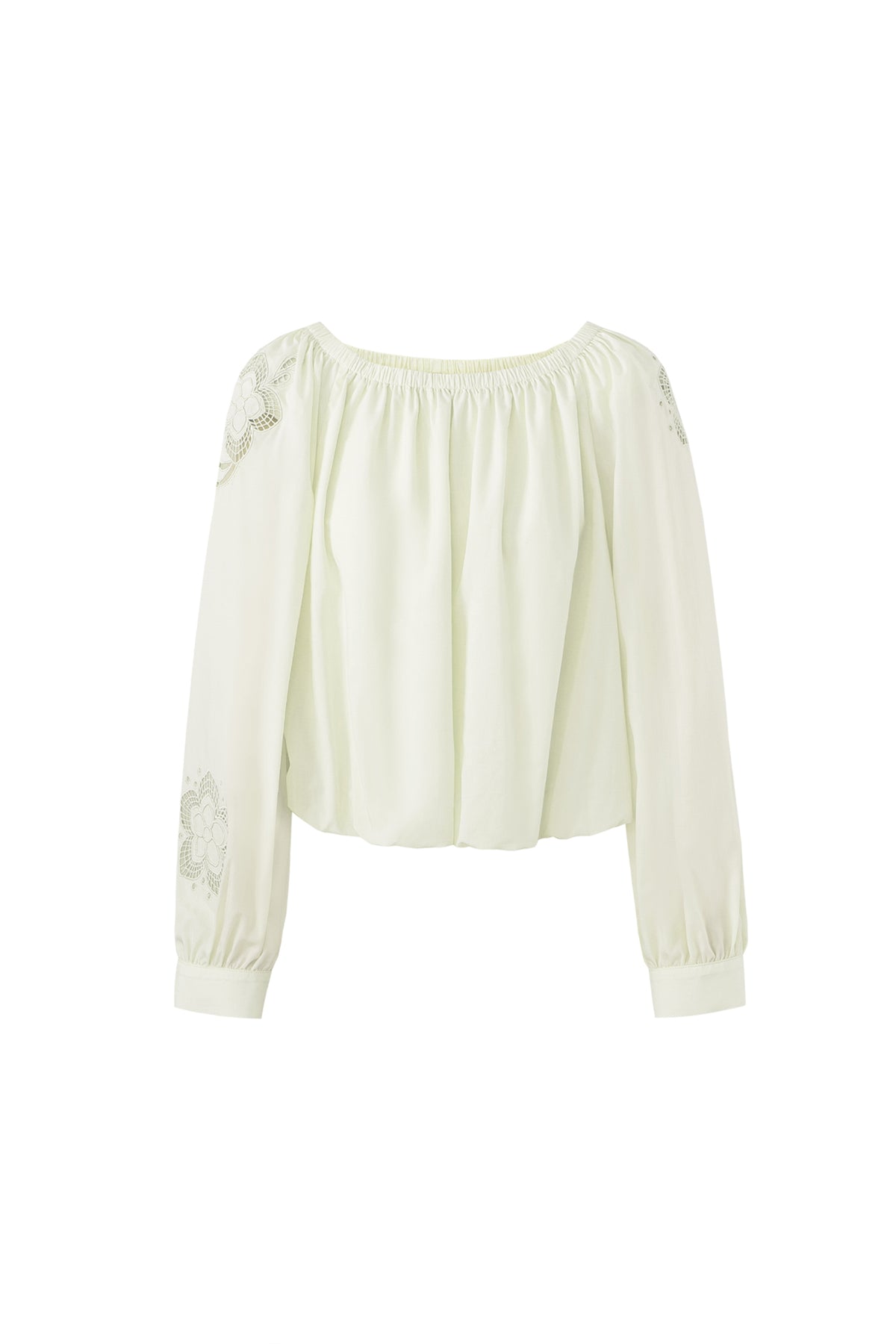 Lyocell hollow embroidery one-shoulder collar shirt