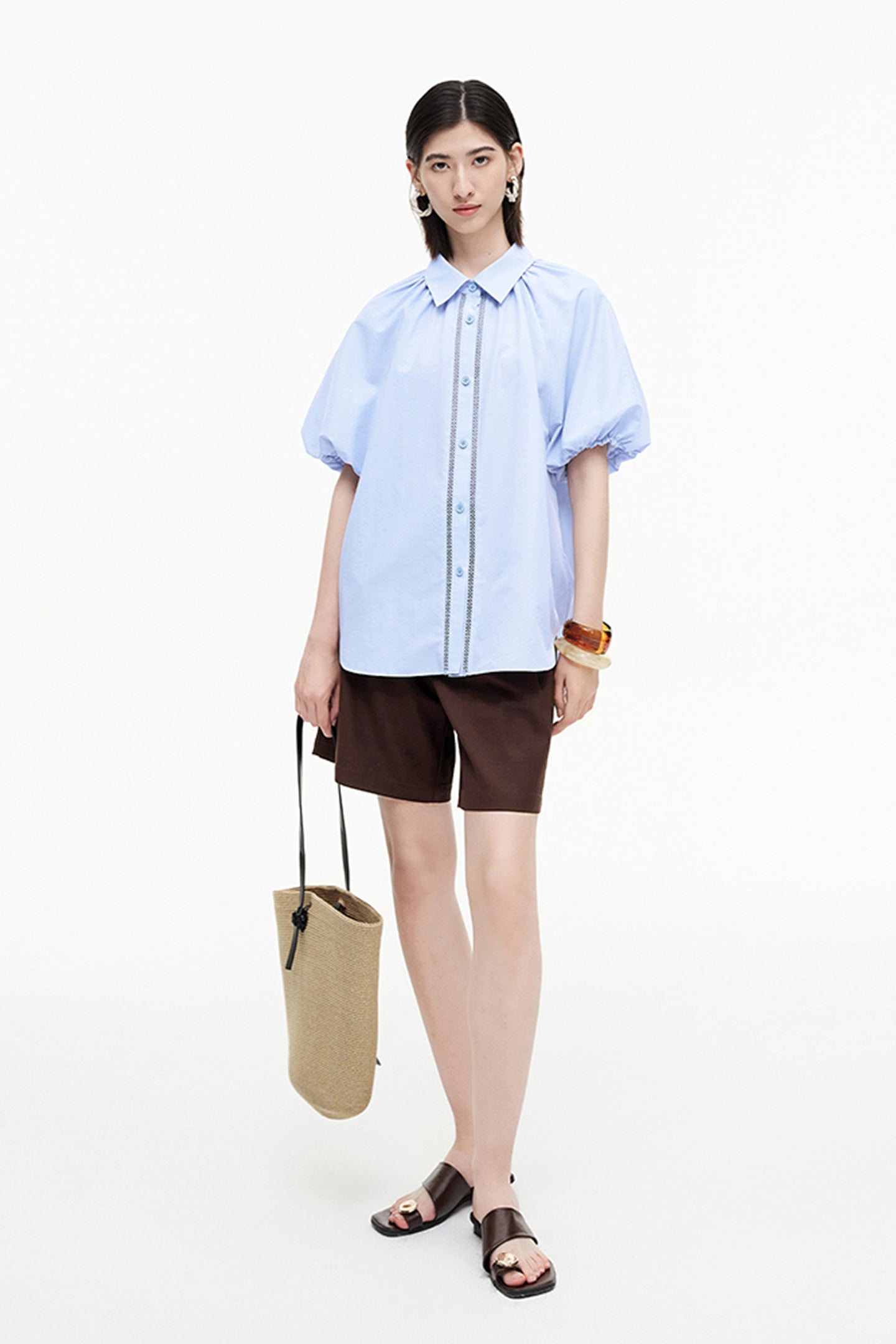 SELFWHO Meconopsis series hollow lace stitching skirt + top set for women